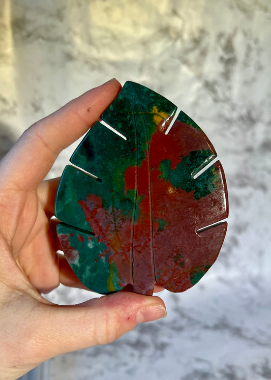 Ocean Jasper Leaf Carving