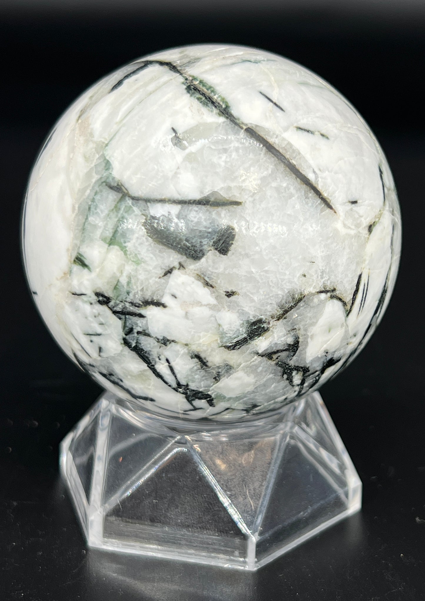 Black Tourmaline with Albite Sphere