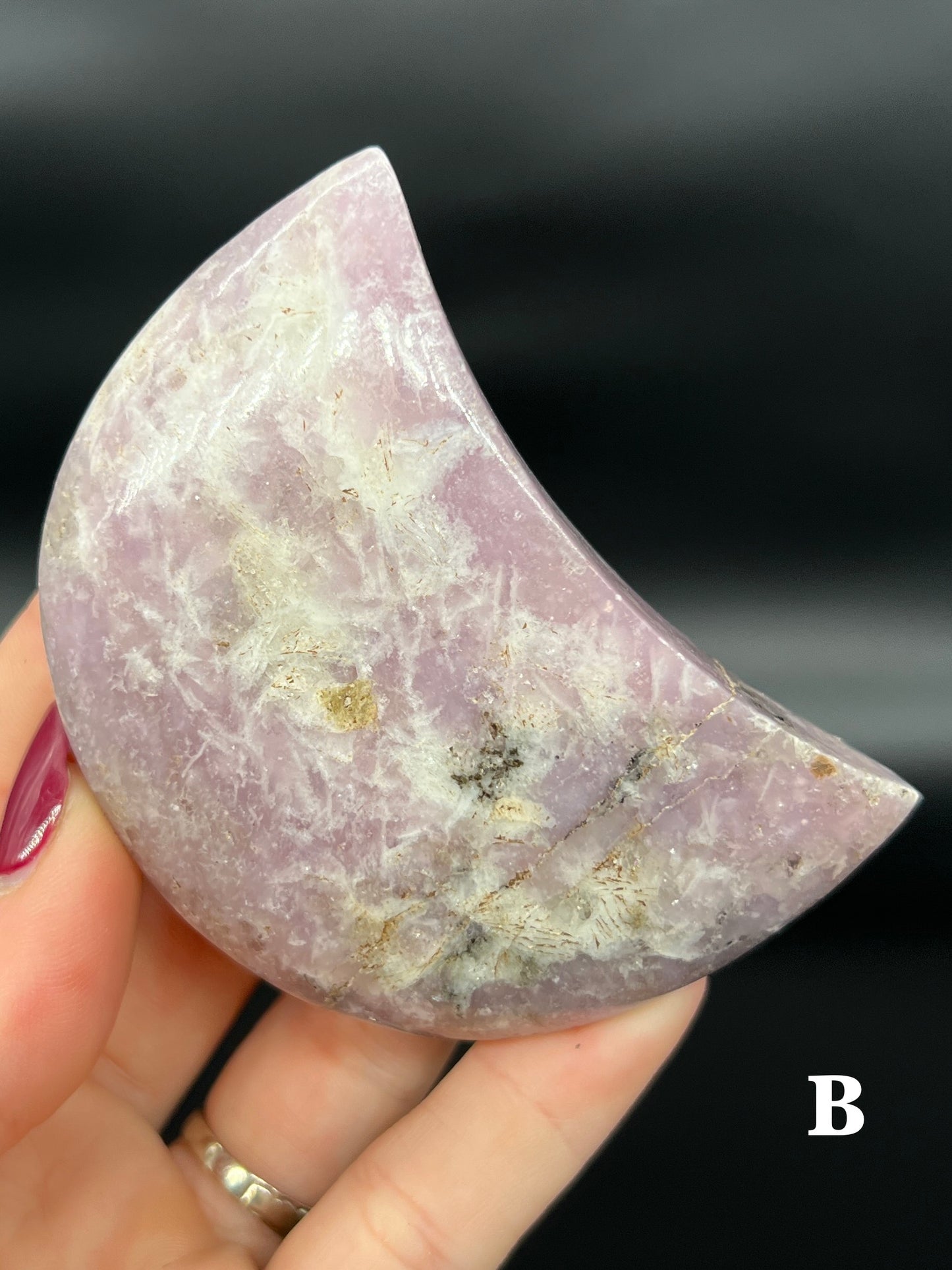 Lepidolite Moon Carving