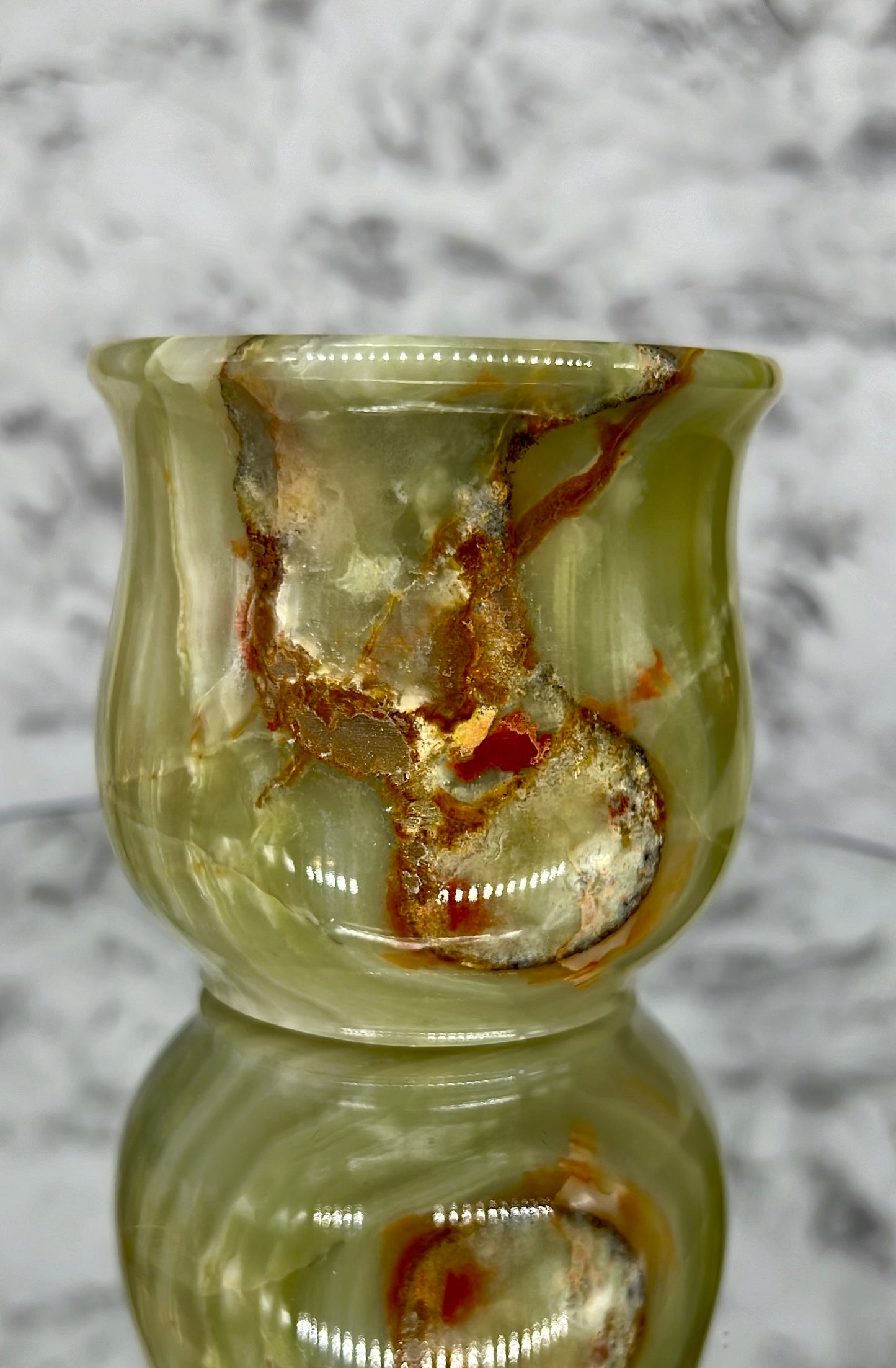 Green Onyx Cup/Pot Carving