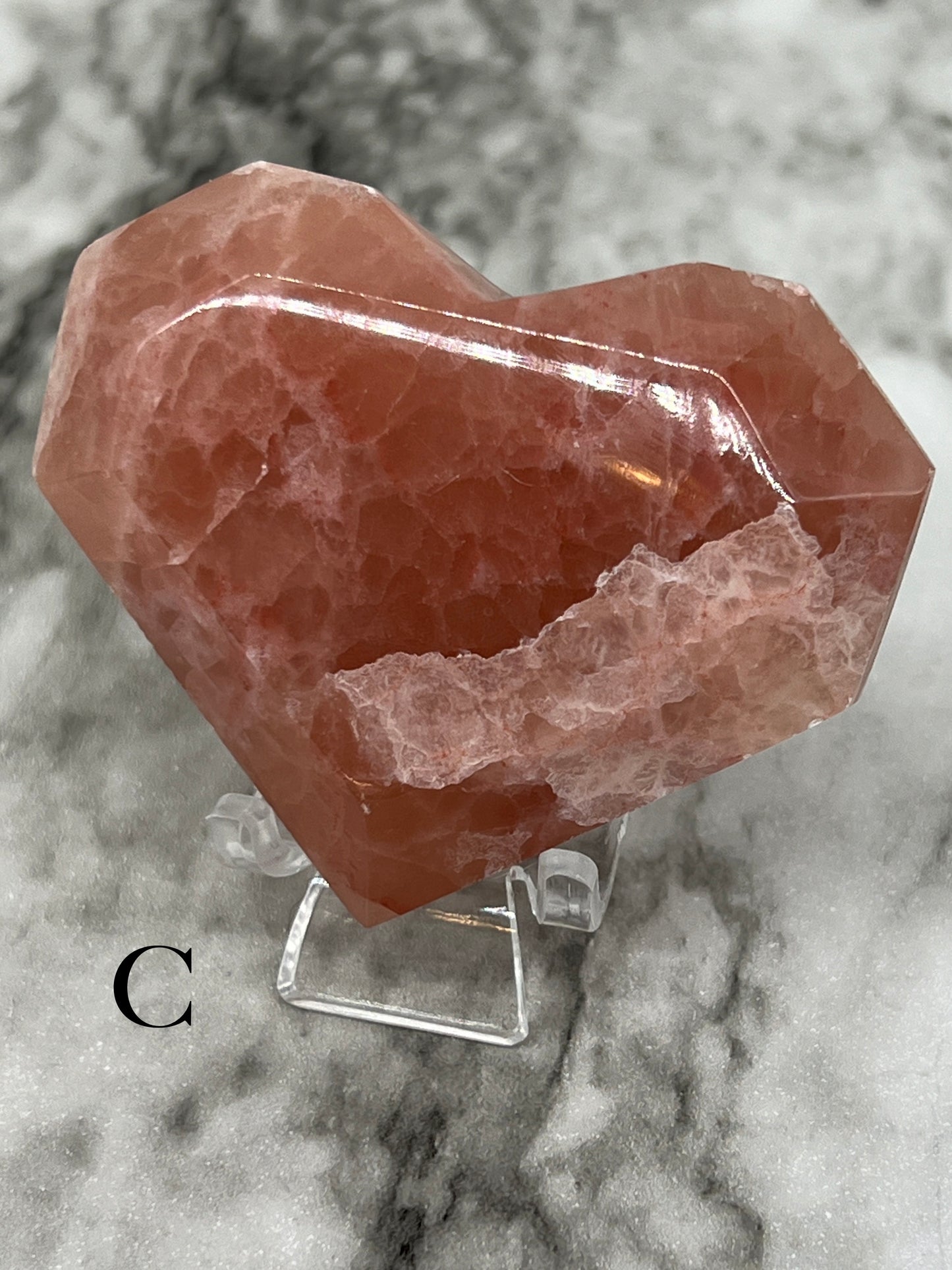 Rose Calcite Faceted Heart