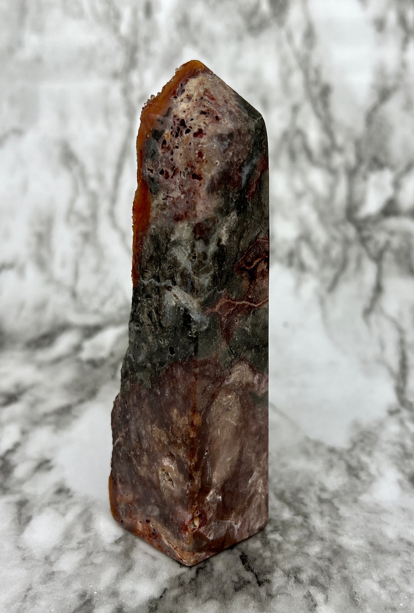 Red Druzy Sphalerite & Quartz Tower