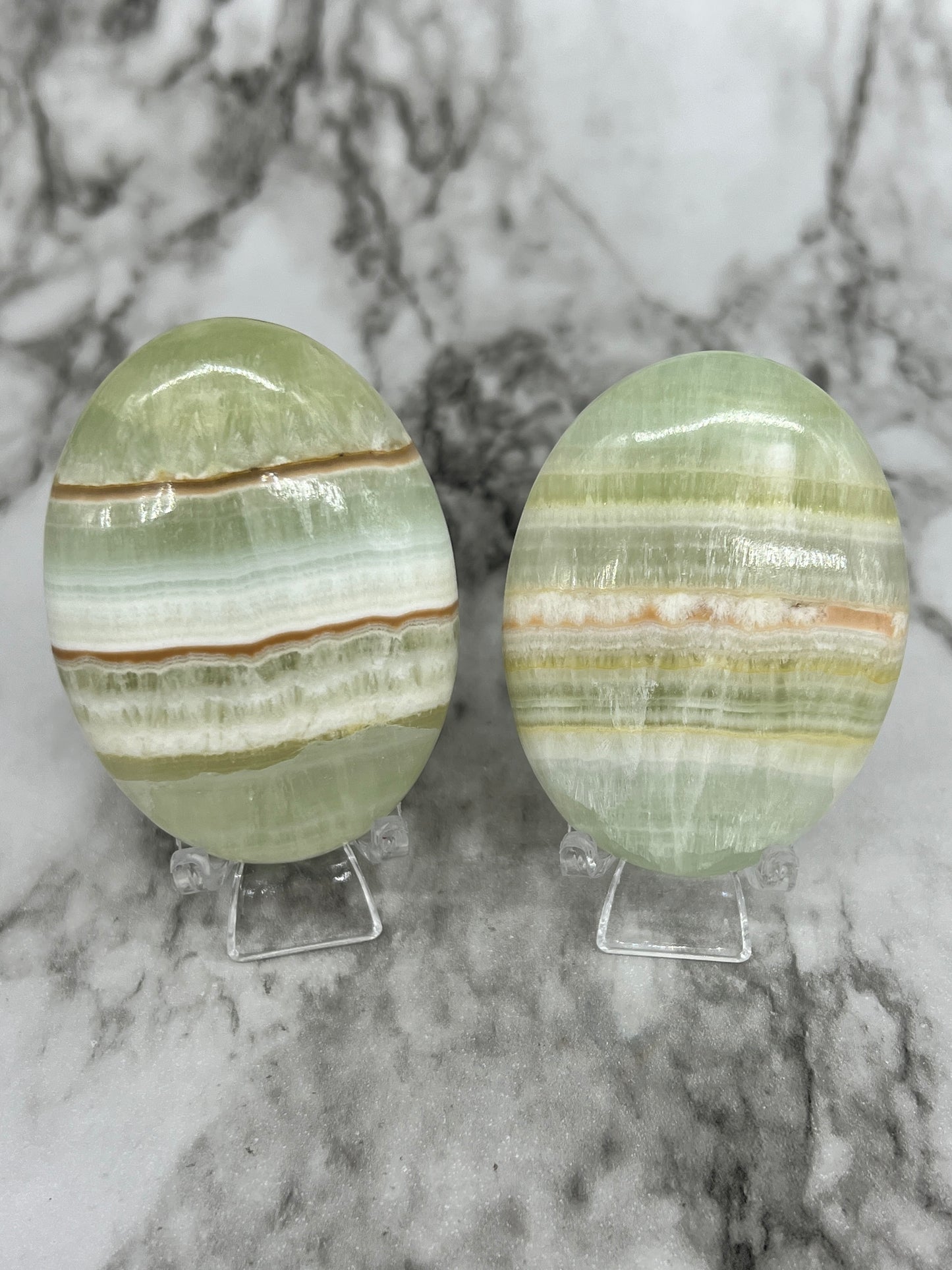 Pistachio Calcite Palm Stone