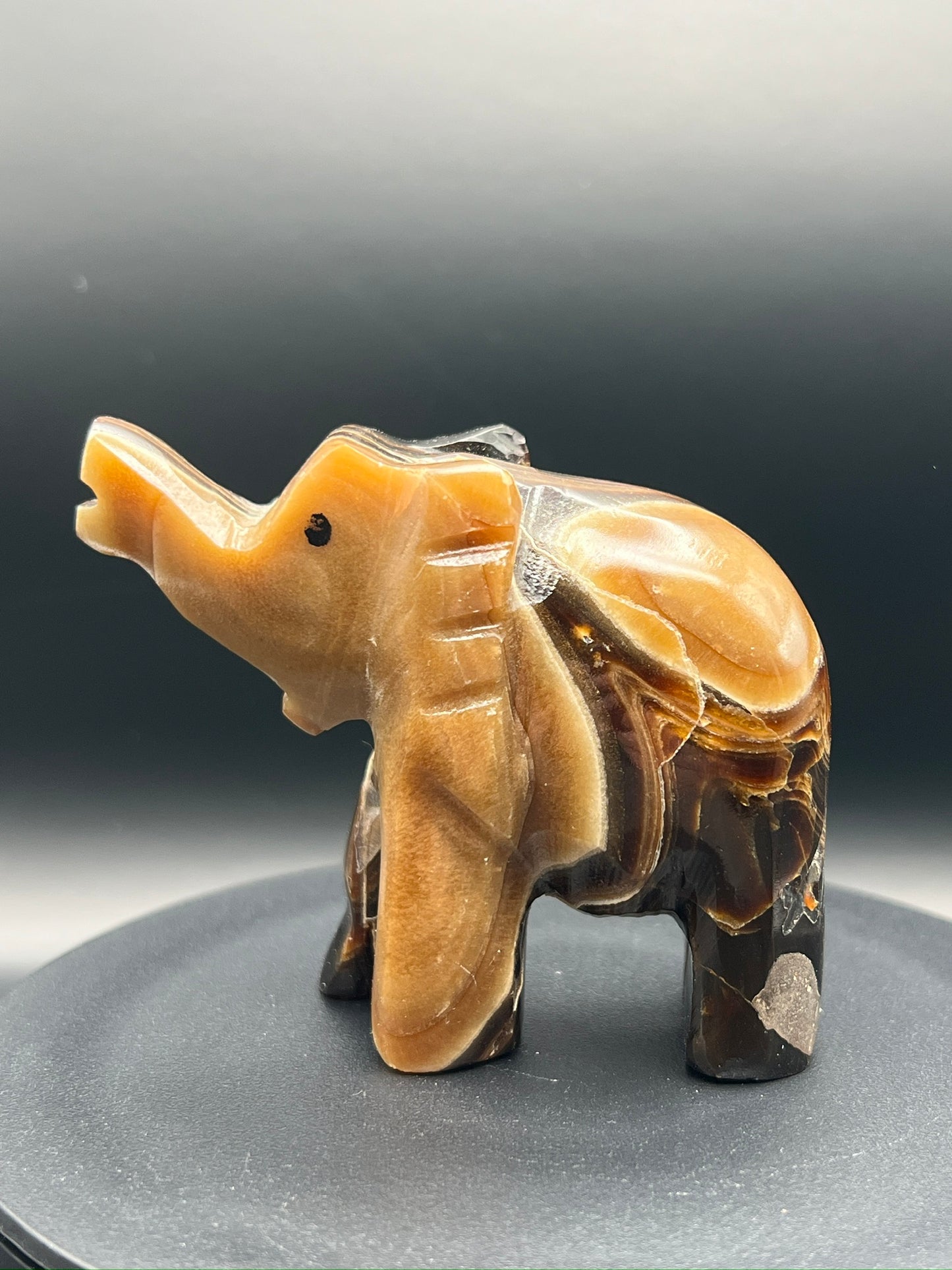 Chocolate Calcite Elephant Carving