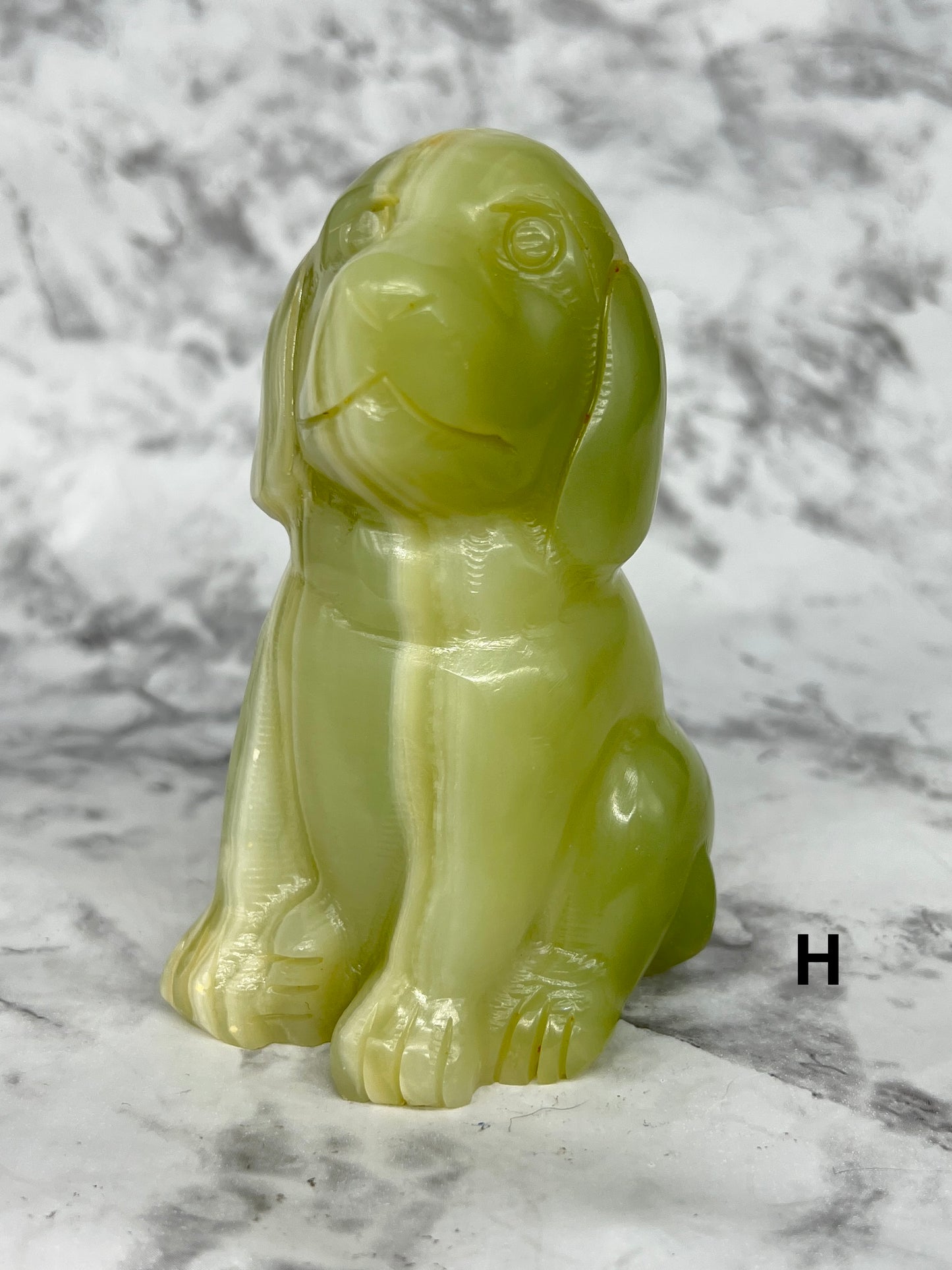 Green Onyx Dog Carving