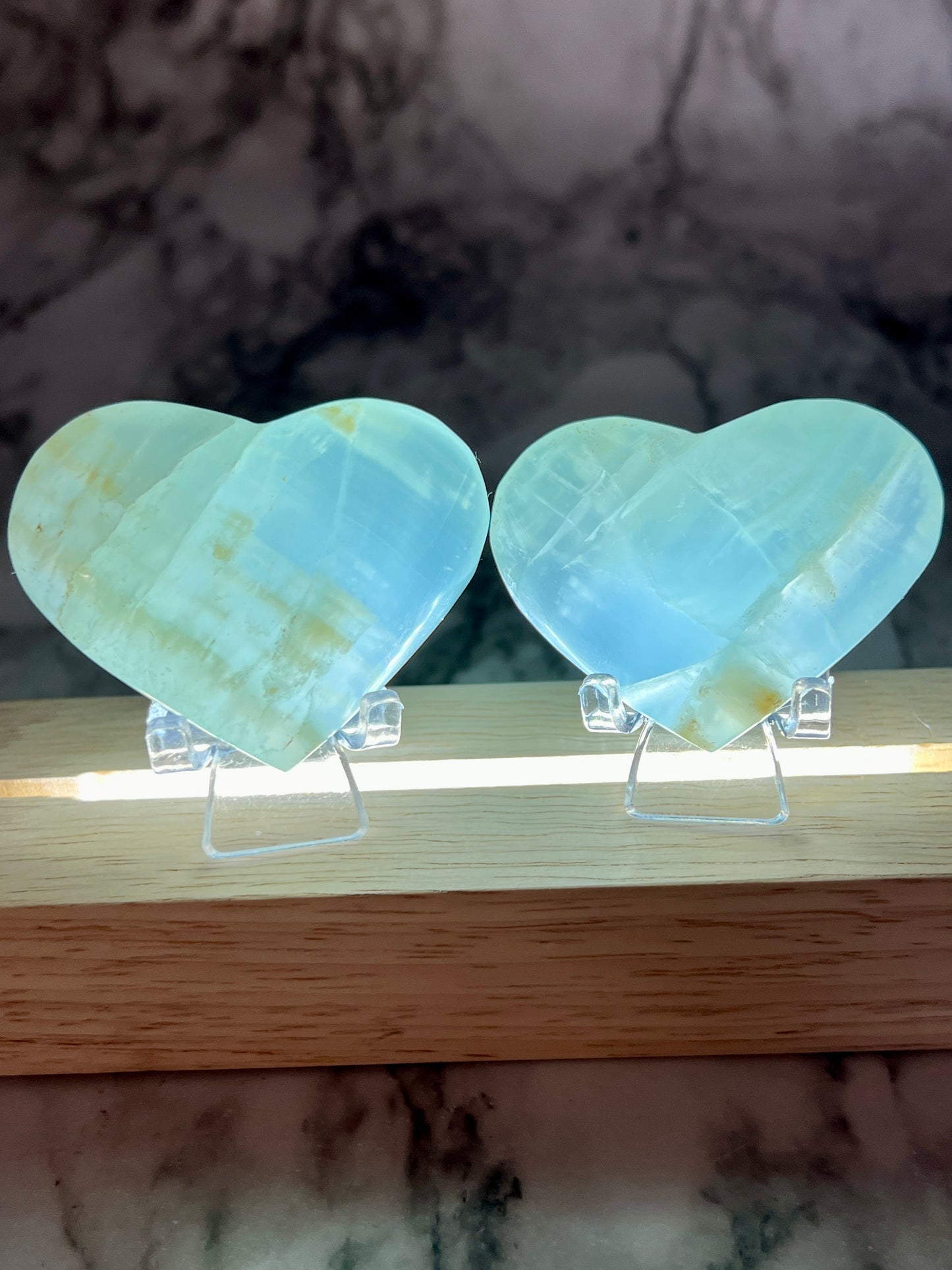 Aqua Caribbean Calcite Transparent Heart