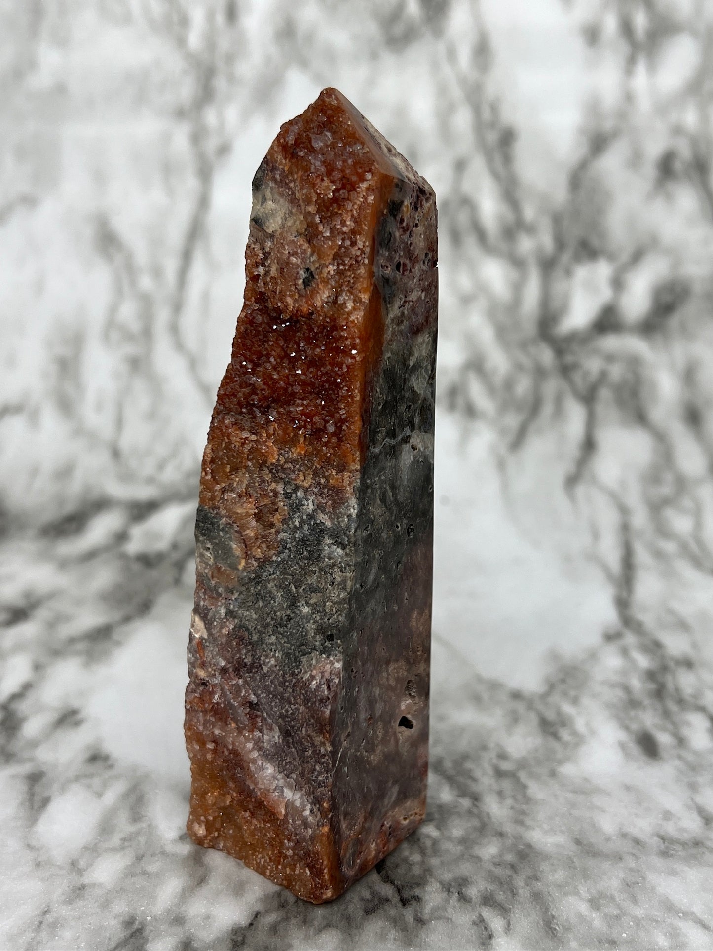 Red Druzy Sphalerite & Quartz Tower