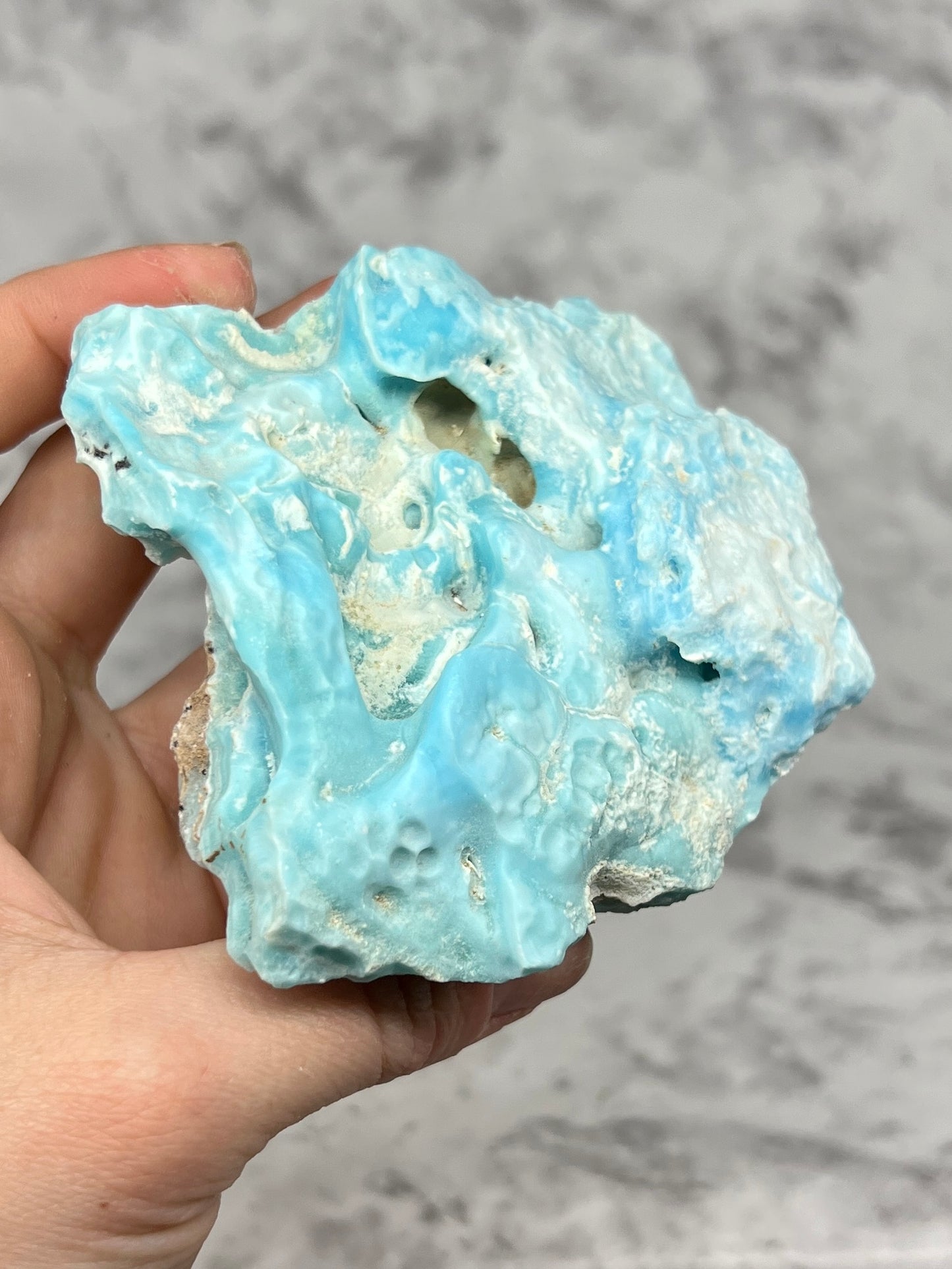 Blue Aragonite Specimen with Druzy Small Pockets