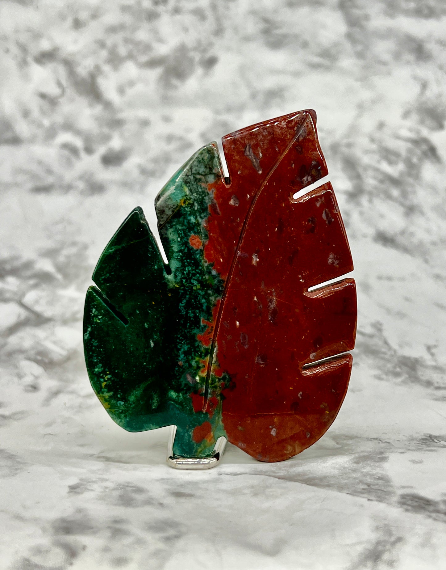 Ocean Jasper Leaf Carving