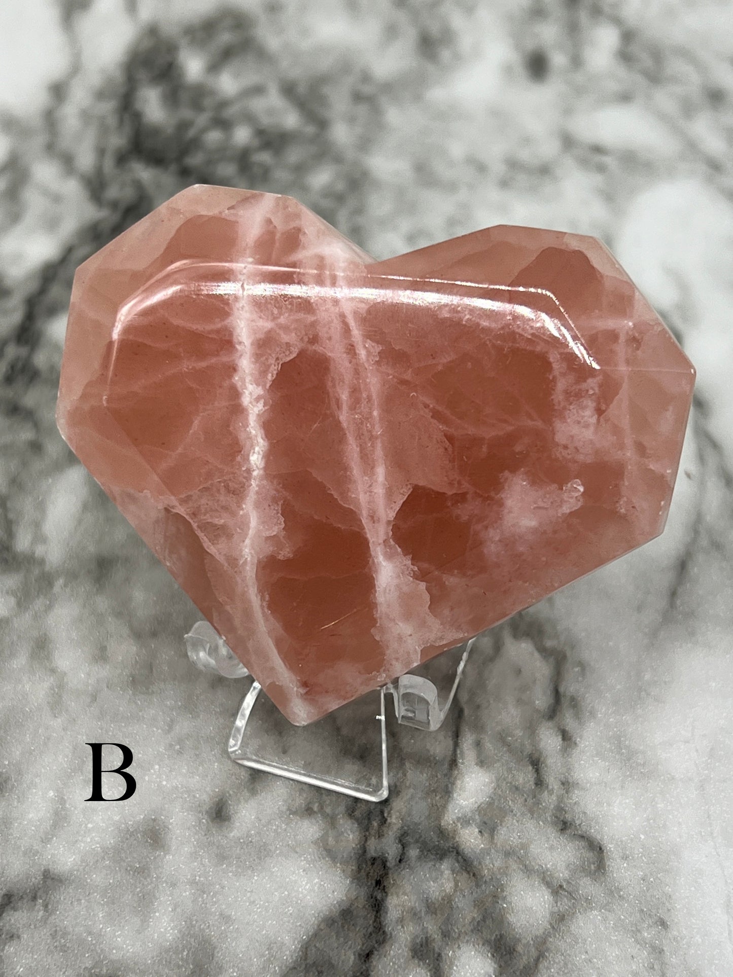 Rose Calcite Faceted Heart