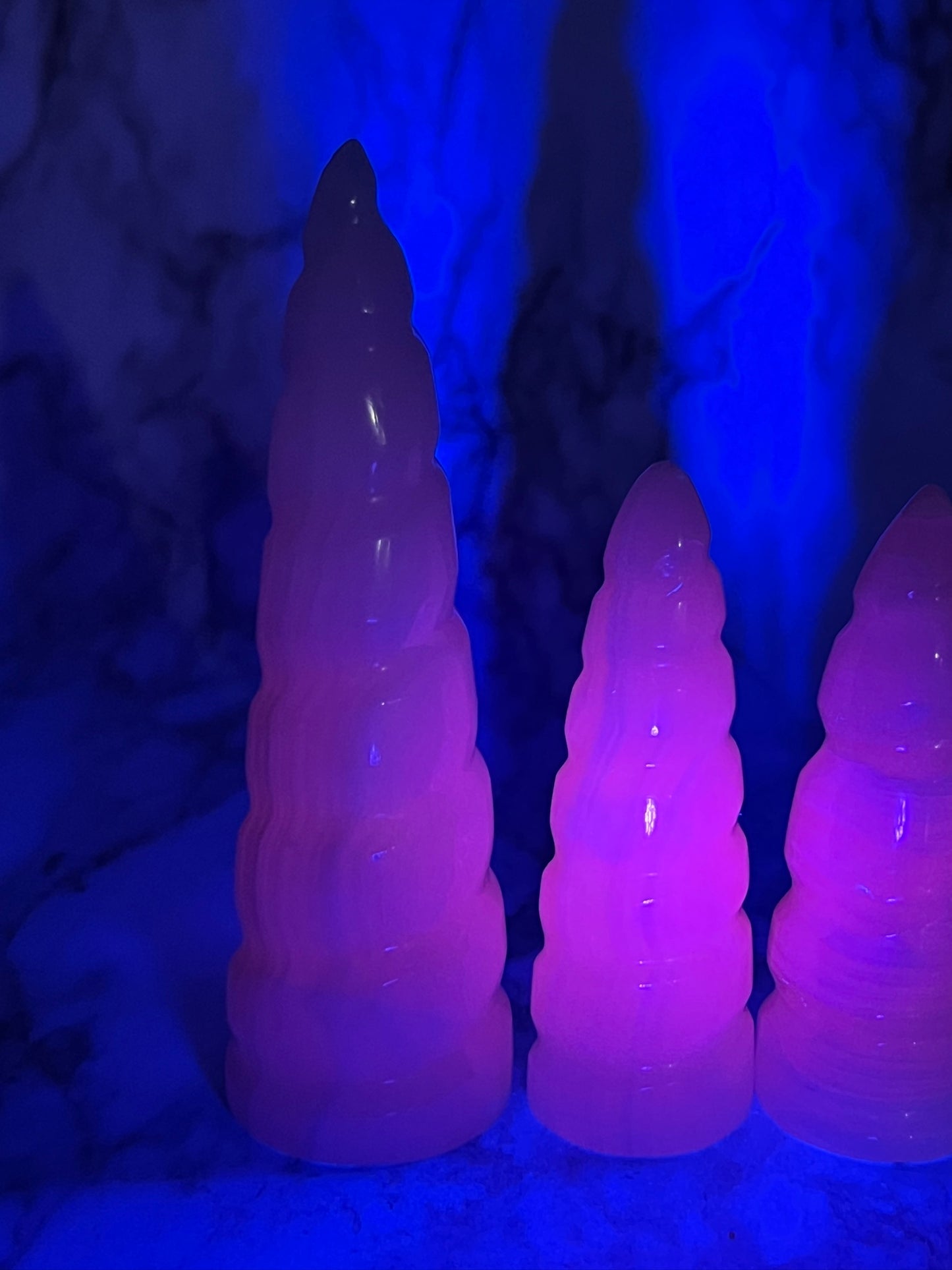 UV-Reactive Pink Mangano Flame / Unicorn Horn Carving