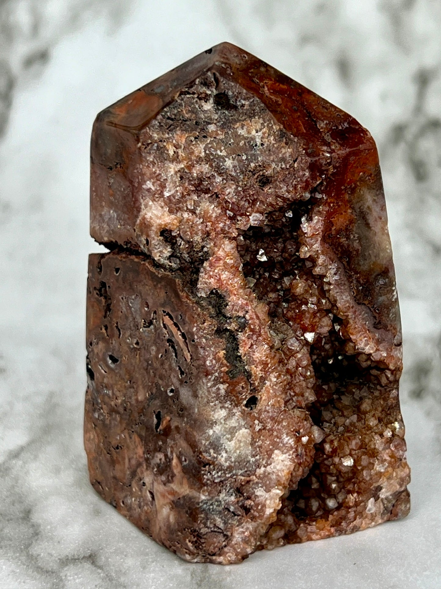 Red Druzy Sphalerite & Quartz Tower