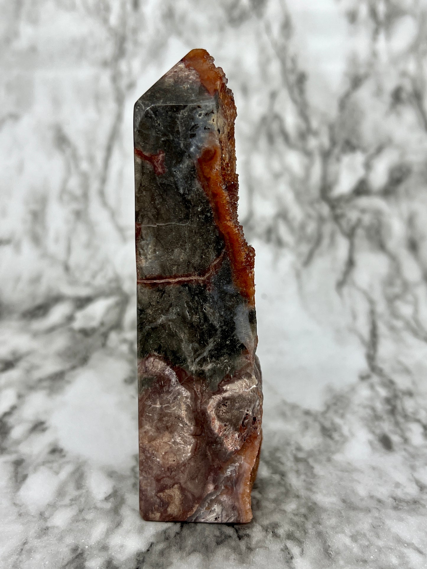 Red Druzy Sphalerite & Quartz Tower