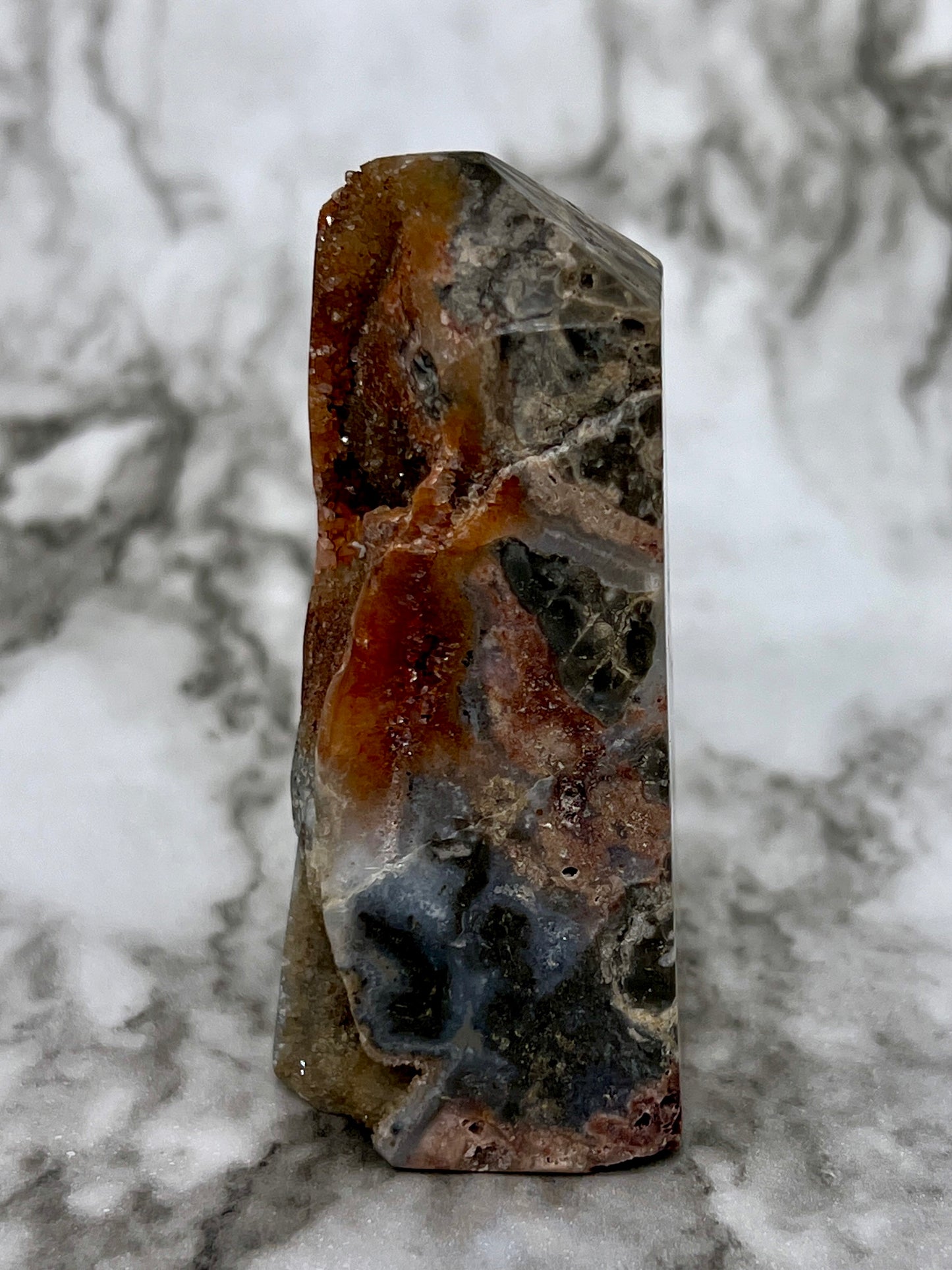 Red Druzy Sphalerite & Quartz Tower