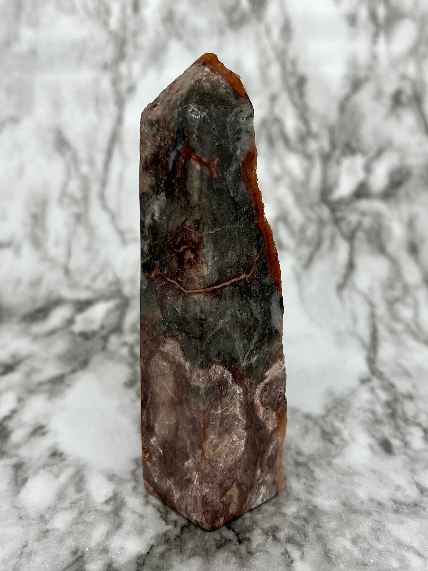 Red Druzy Sphalerite & Quartz Tower