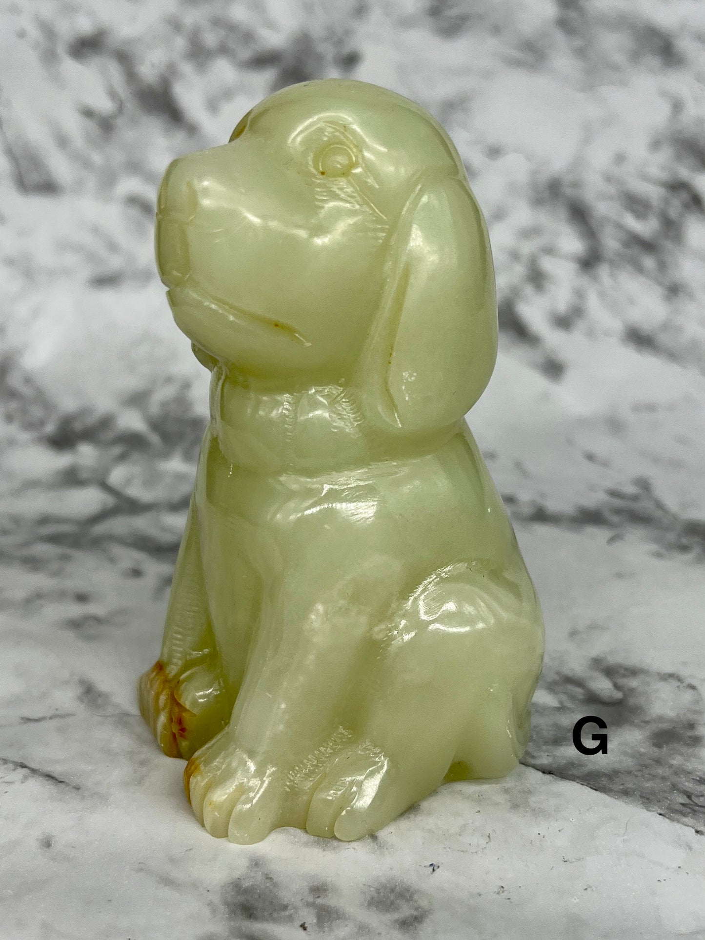 Green Onyx Dog Carving