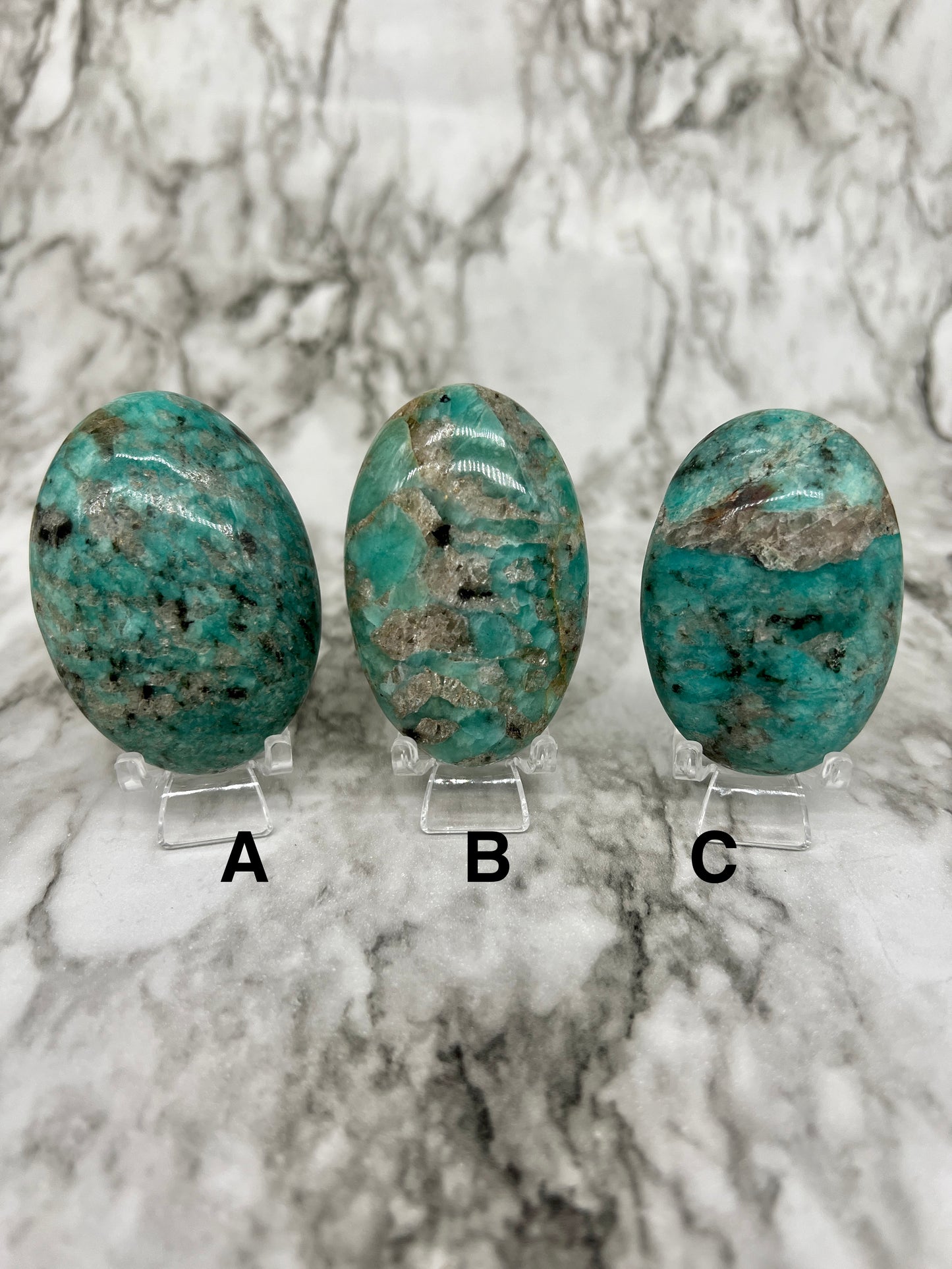 Amazonite & Smokey Quartz Palm Stone