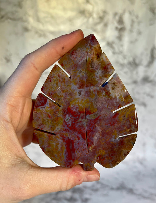 Ocean Jasper Leaf Carving