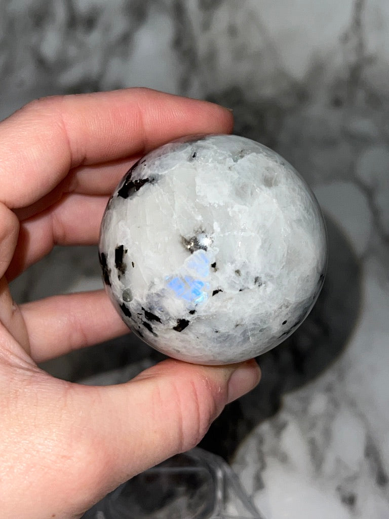 Rainbow / Blue Flash Moonstone Sphere