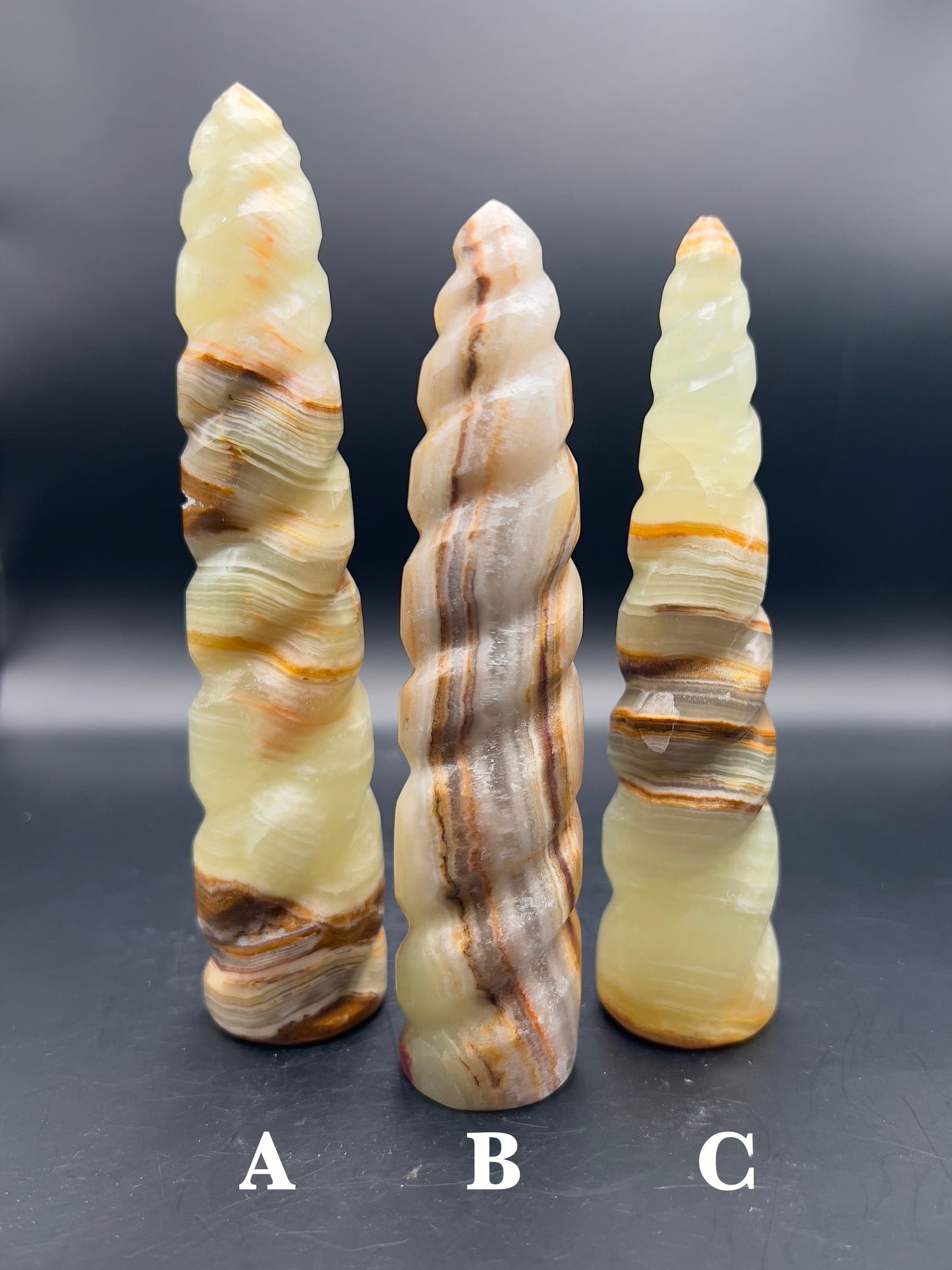 Onyx Unicorn Horn / Flame Carving
