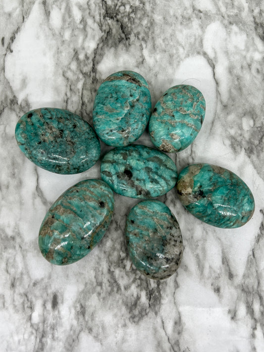 Amazonite & Smokey Quartz Palm Stone