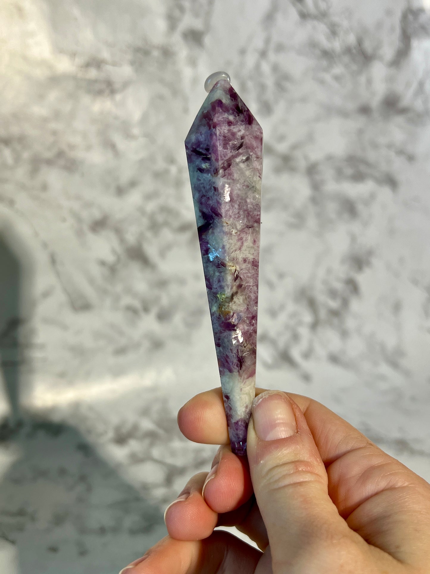 Kunzite & Mica Scepter Carving