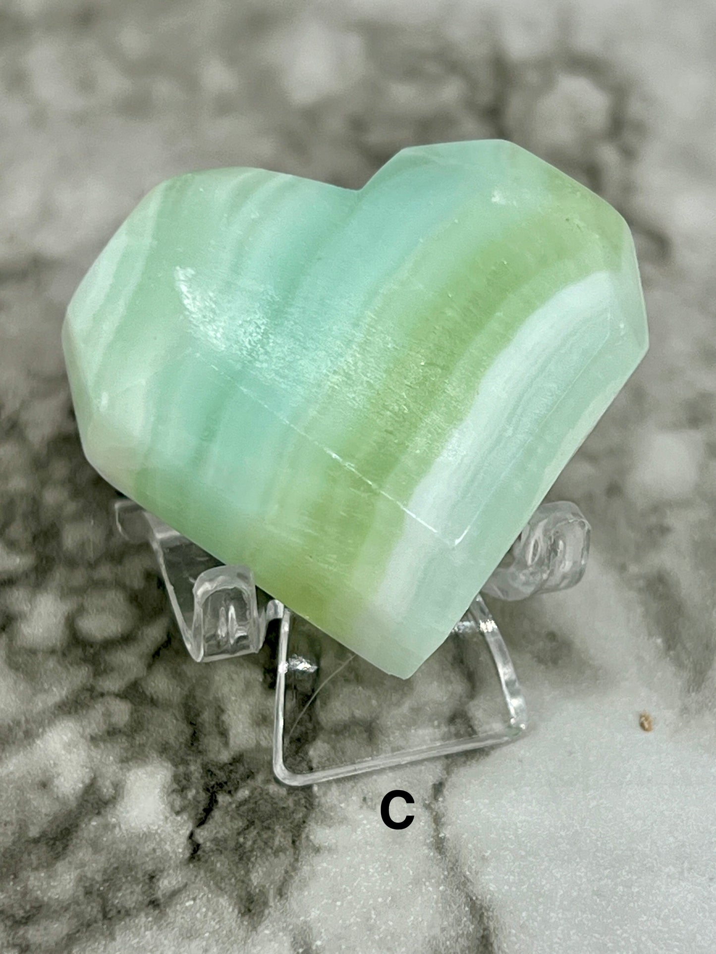 Aqua Caribbean Faceted Calcite Heart