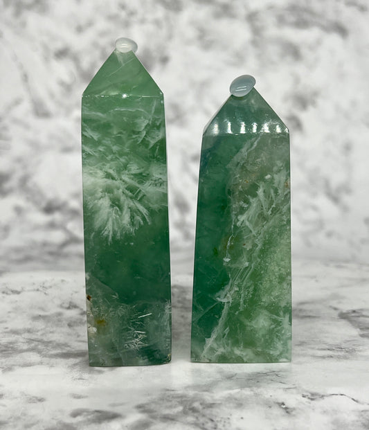 Green Feather Fluorite Tower