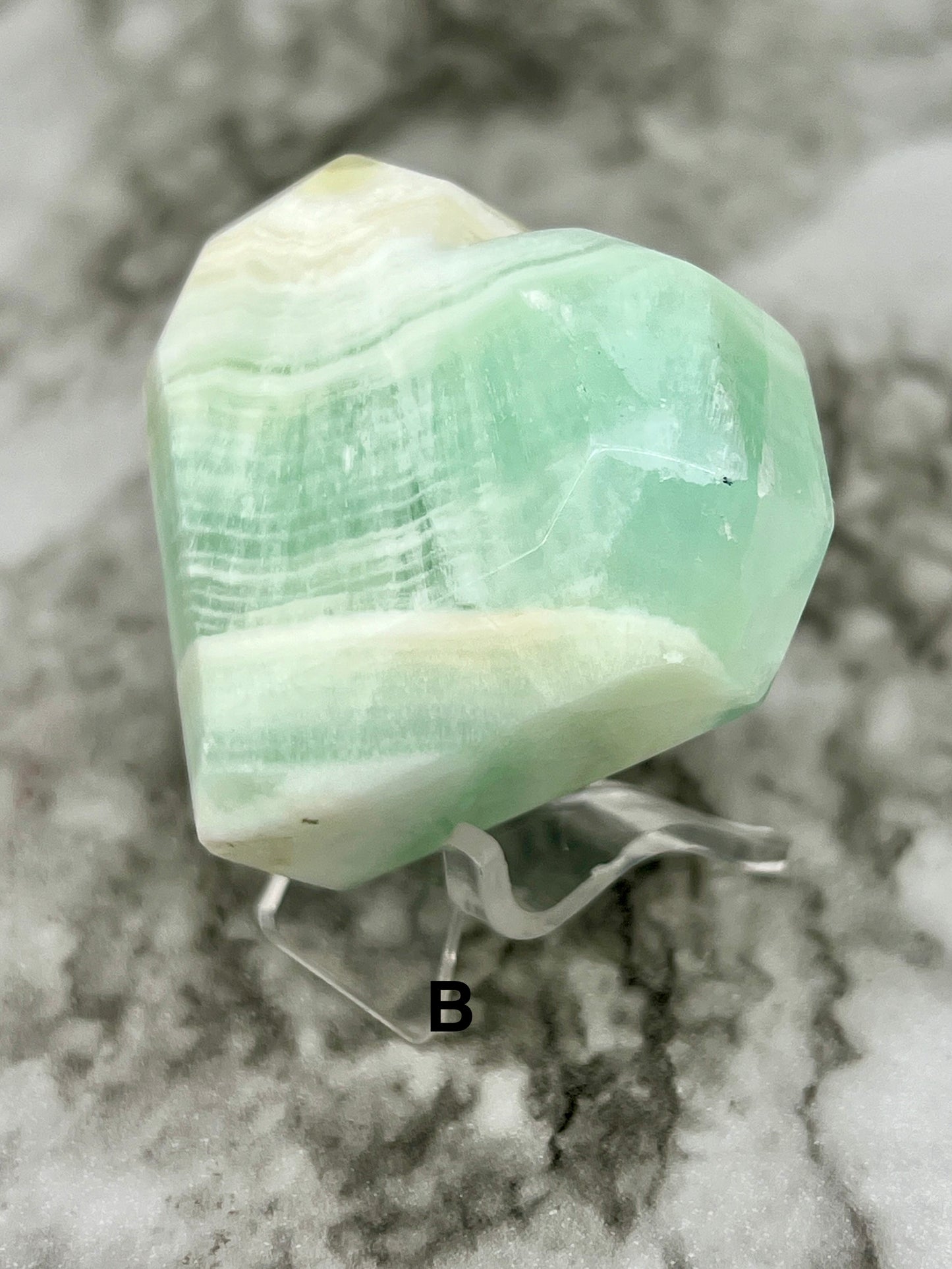 Aqua Caribbean Faceted Calcite Heart