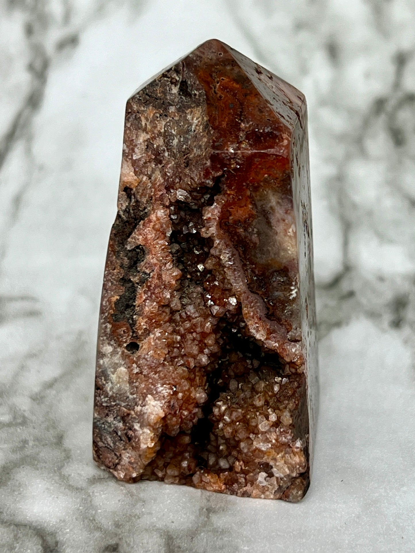 Red Druzy Sphalerite & Quartz Tower