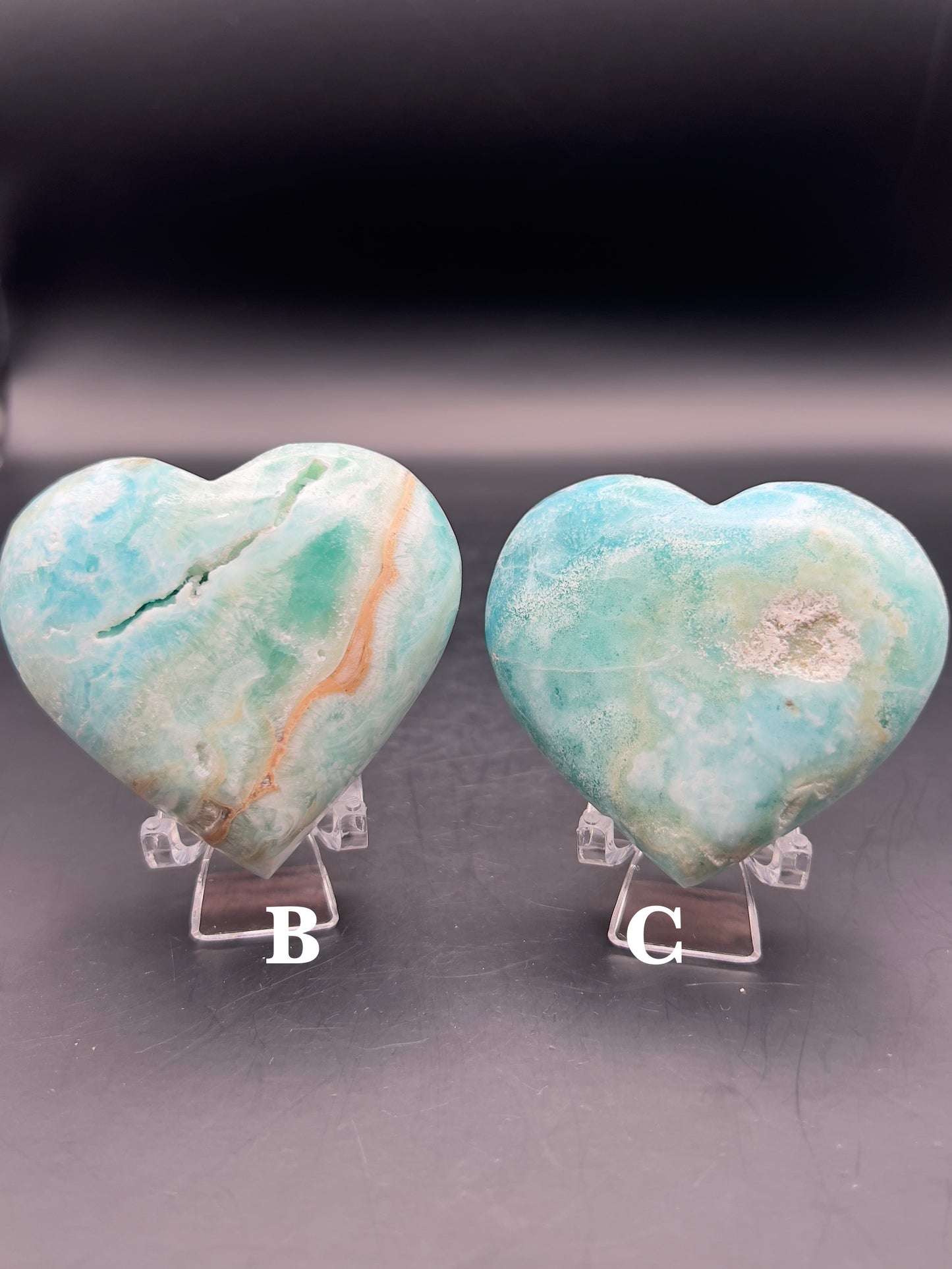 High Grade Blue Aragonite and Smithsonite Heart