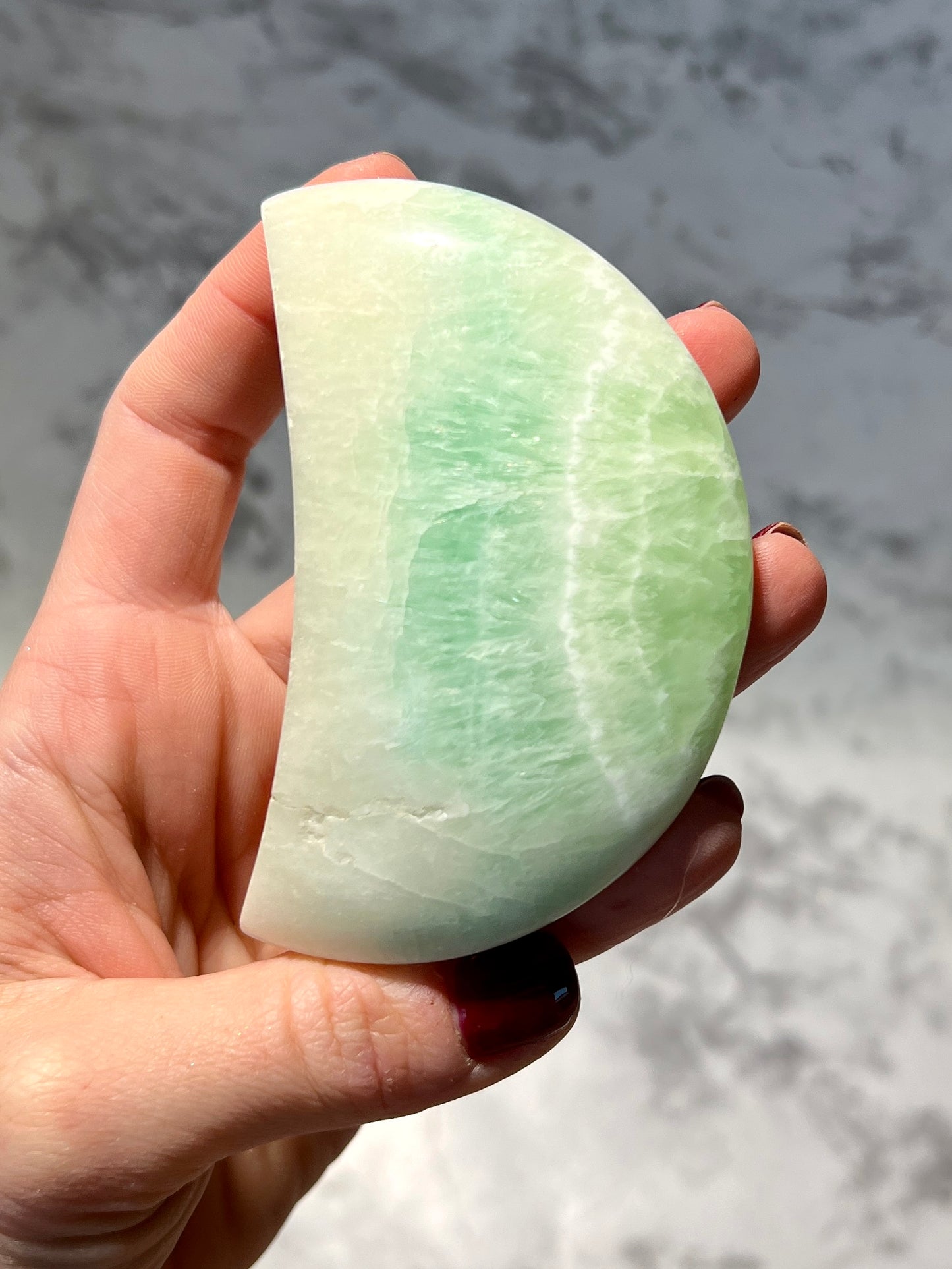 Pistachio Calcite Moon Carving