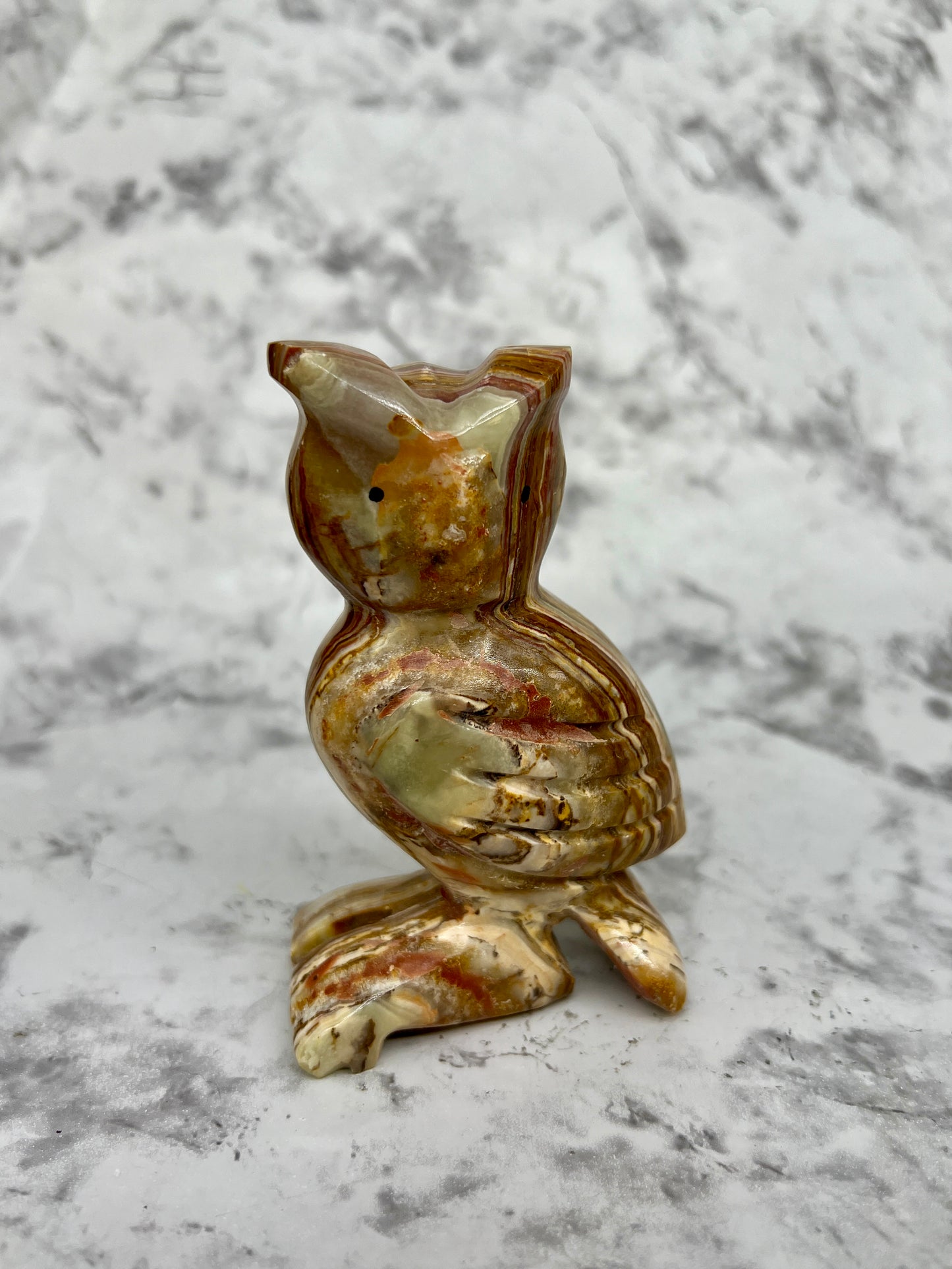 Green Onyx Owl Carving