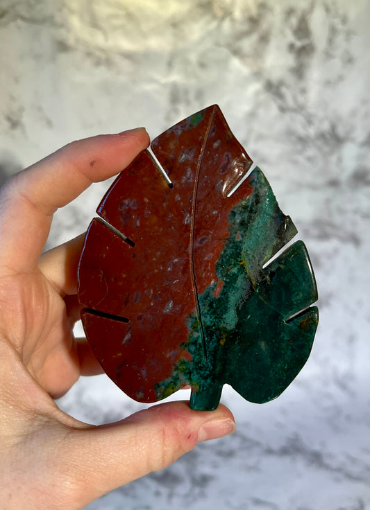 Ocean Jasper Leaf Carving