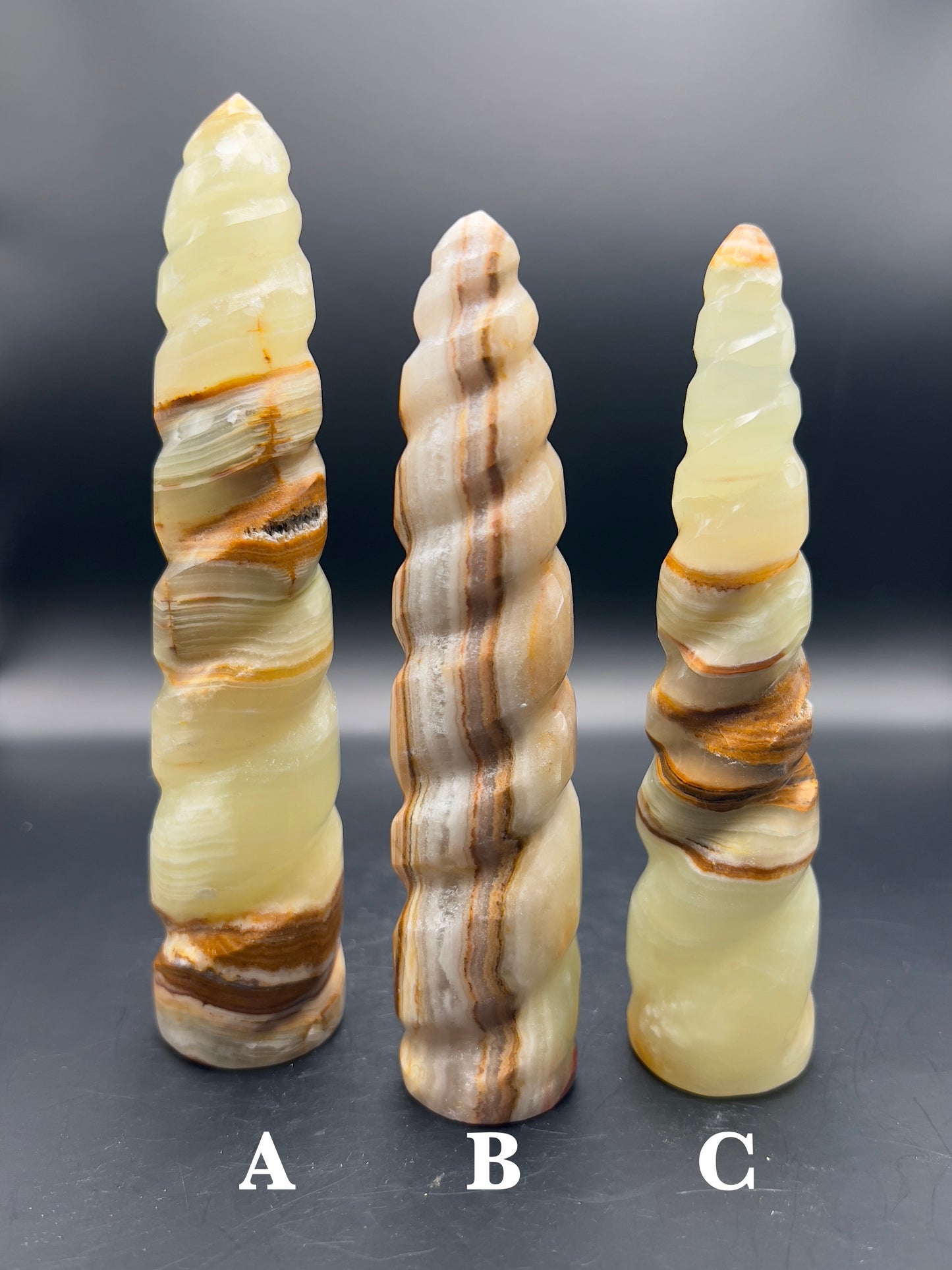 Onyx Unicorn Horn / Flame Carving