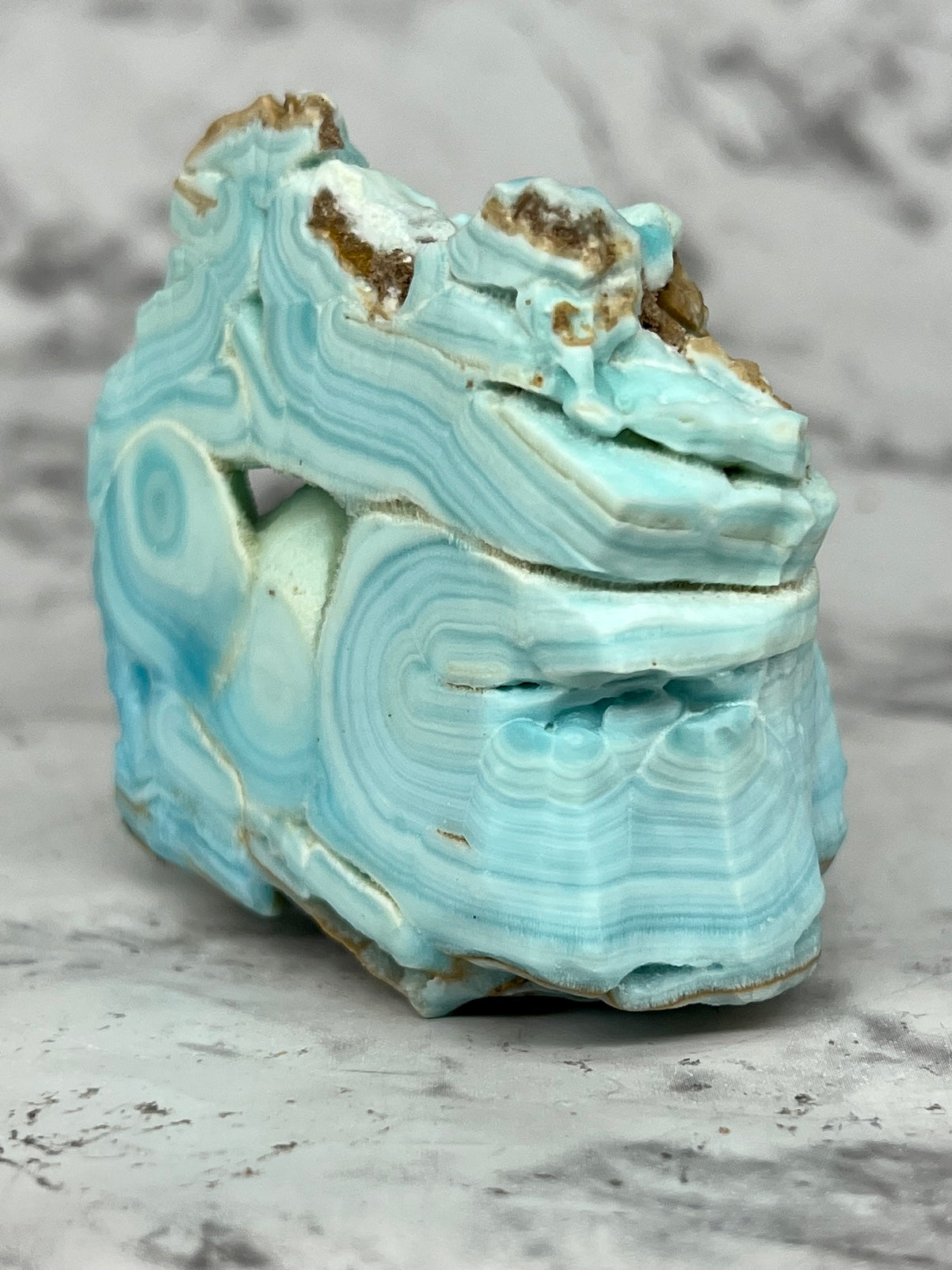 Blue Aragonite Specimen with a Druzy Cave