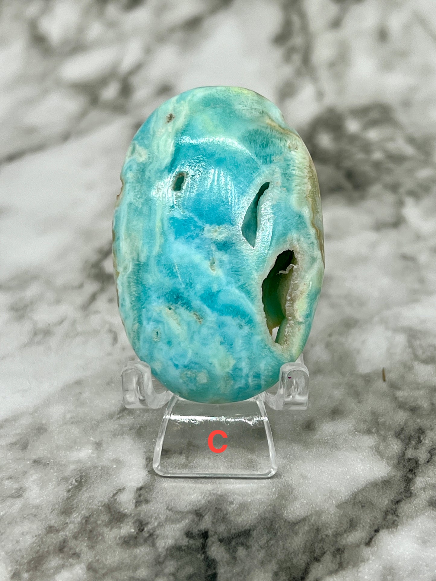 Blue Aragonite & Smithsonite Palm Stone