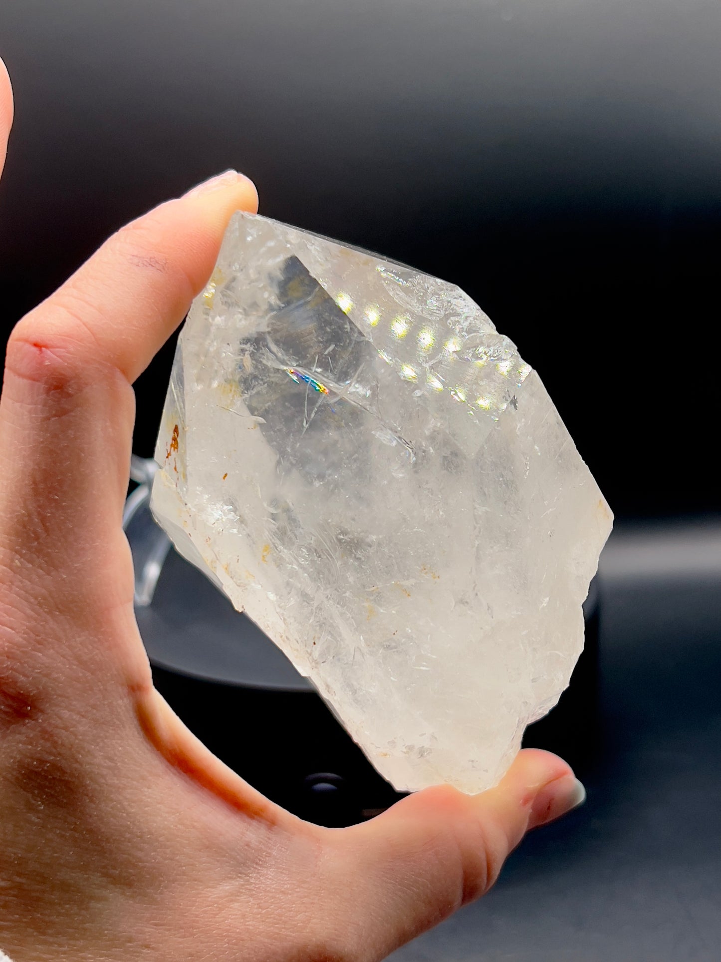 Clear Quartz Specimen with Rainbow Inclusions