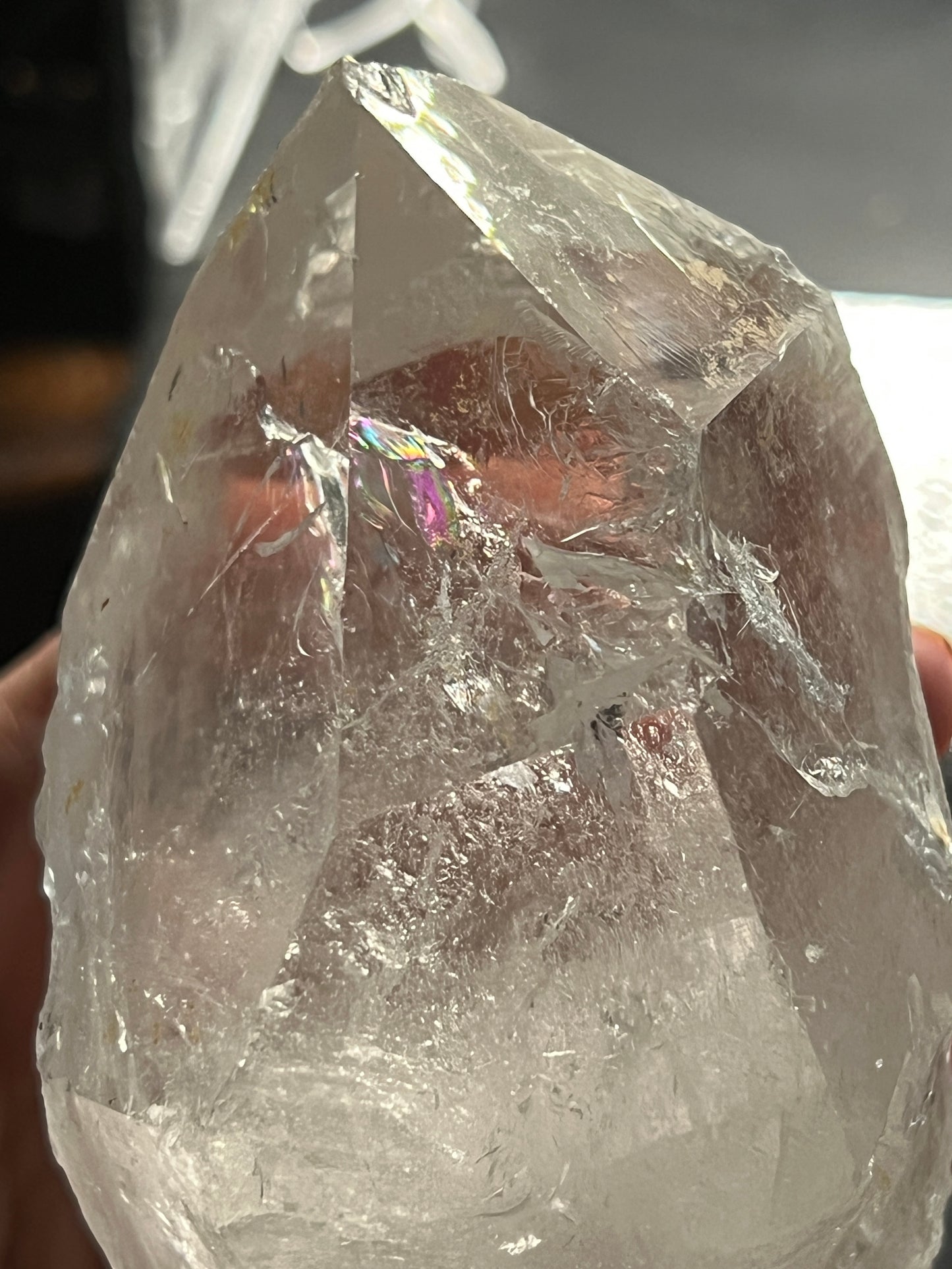 Clear Quartz Specimen with Rainbow Inclusions