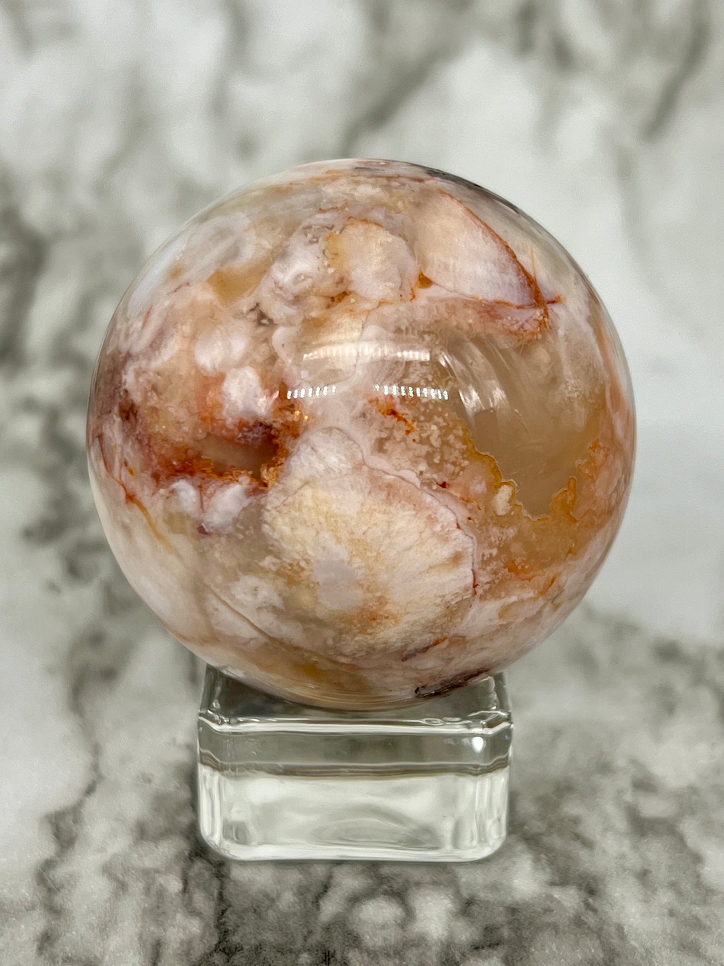 Pink Flower Agate Sphere