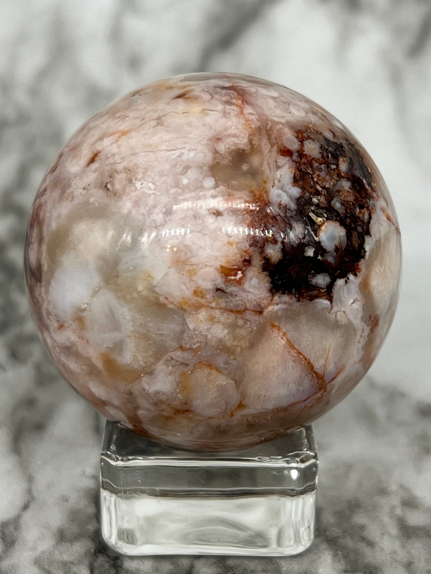 Pink Flower Agate Sphere