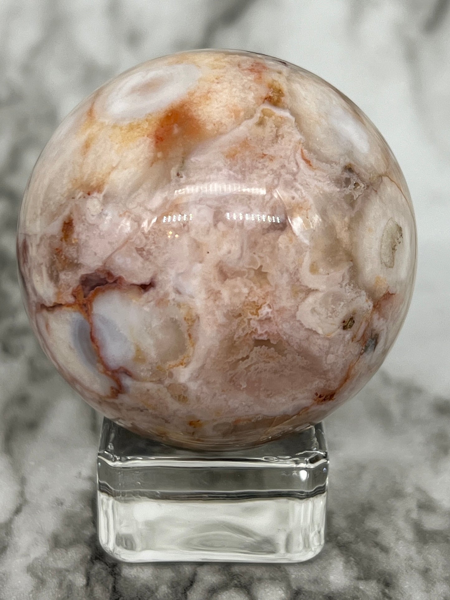 Pink Flower Agate Sphere