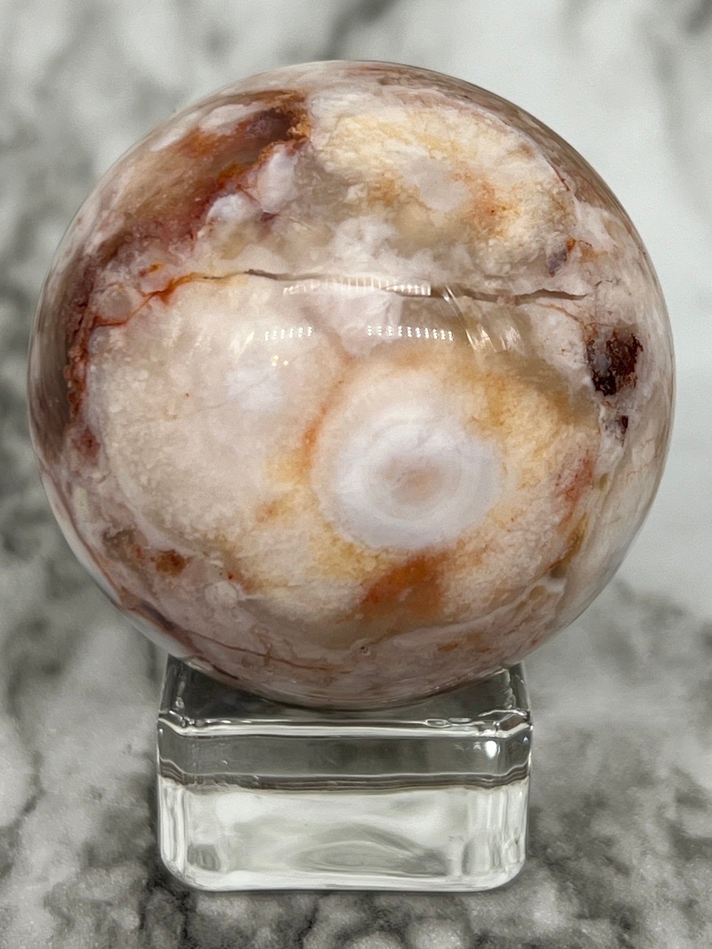 Pink Flower Agate Sphere