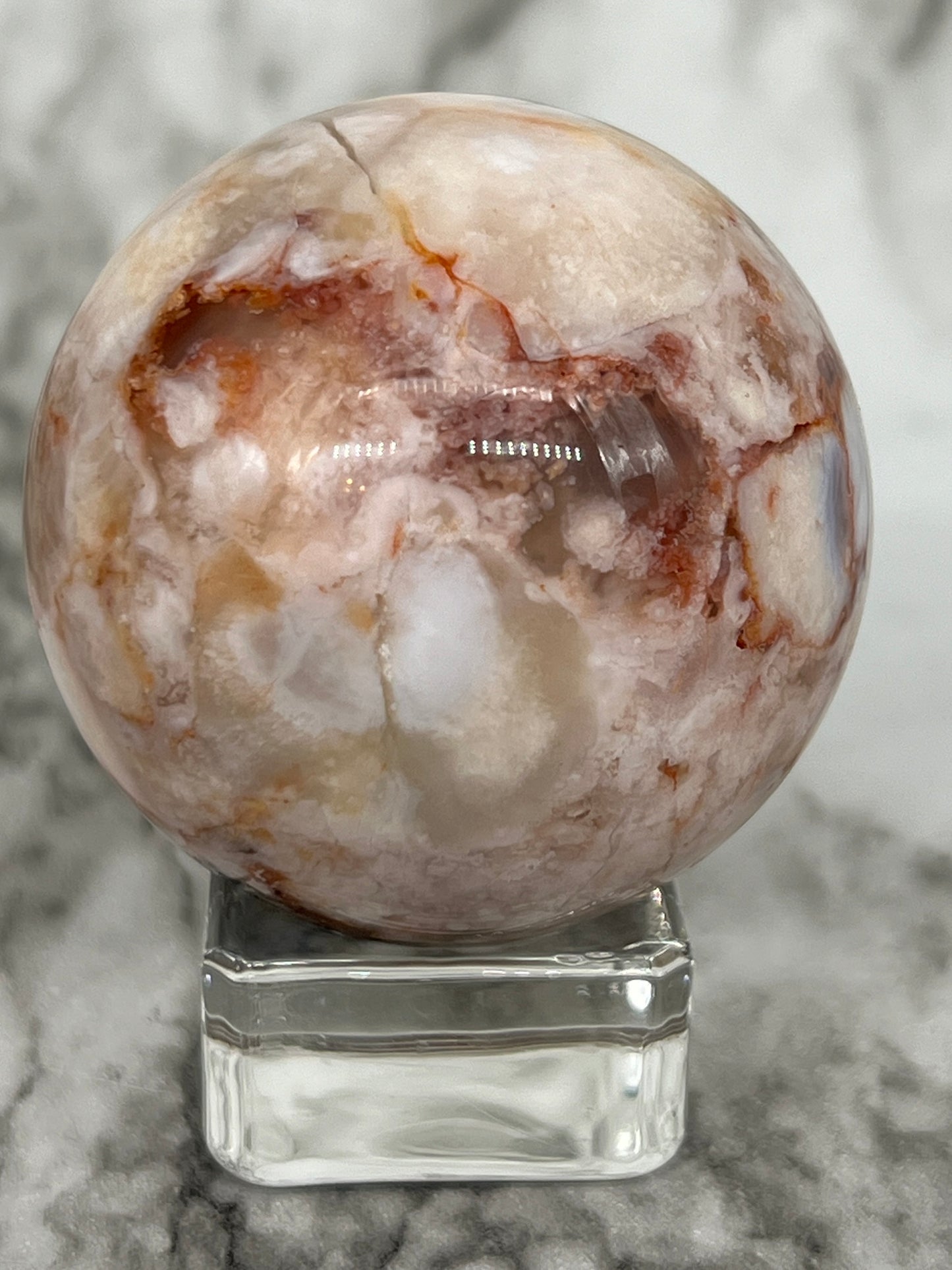 Pink Flower Agate Sphere