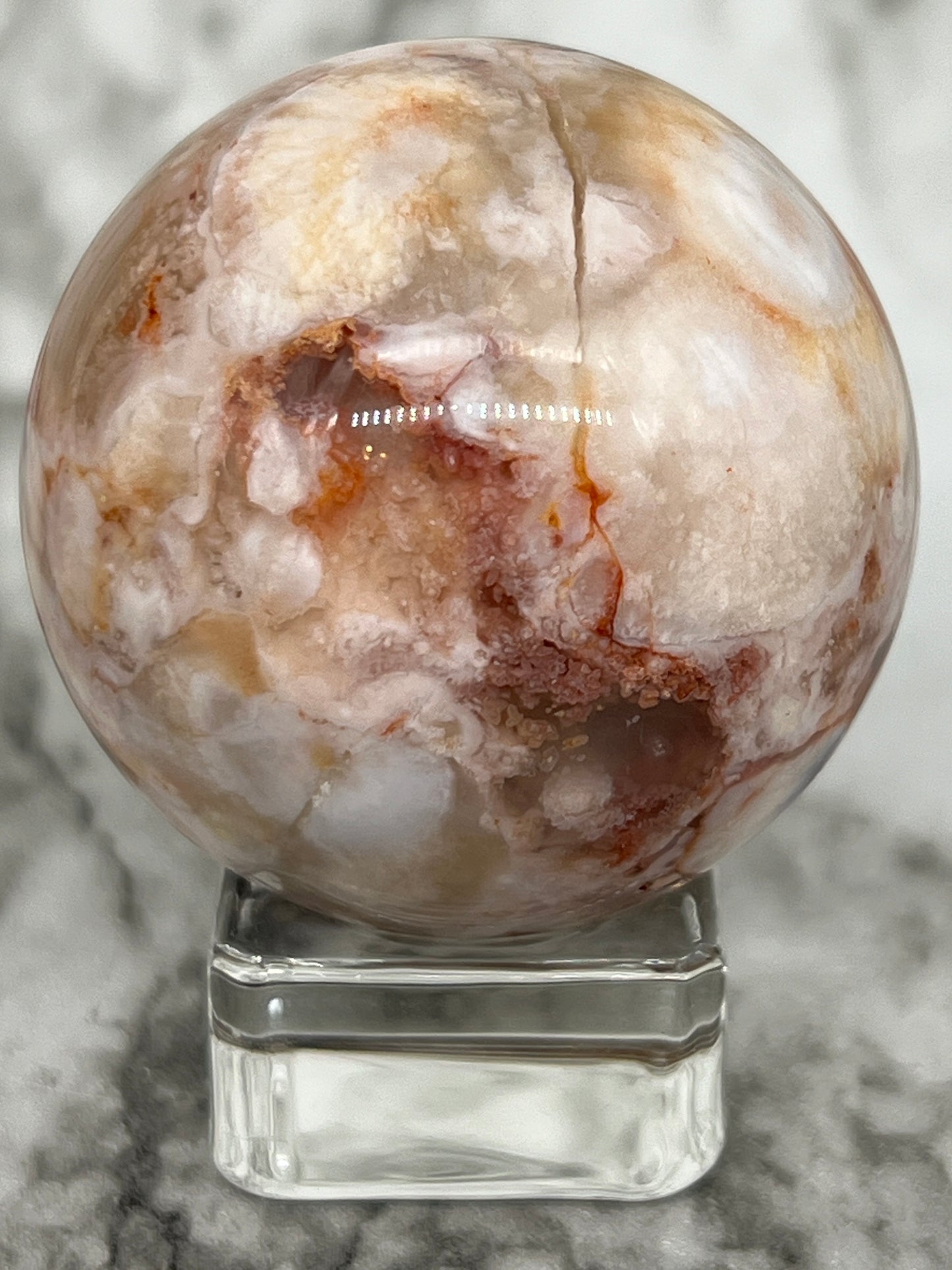 Pink Flower Agate Sphere