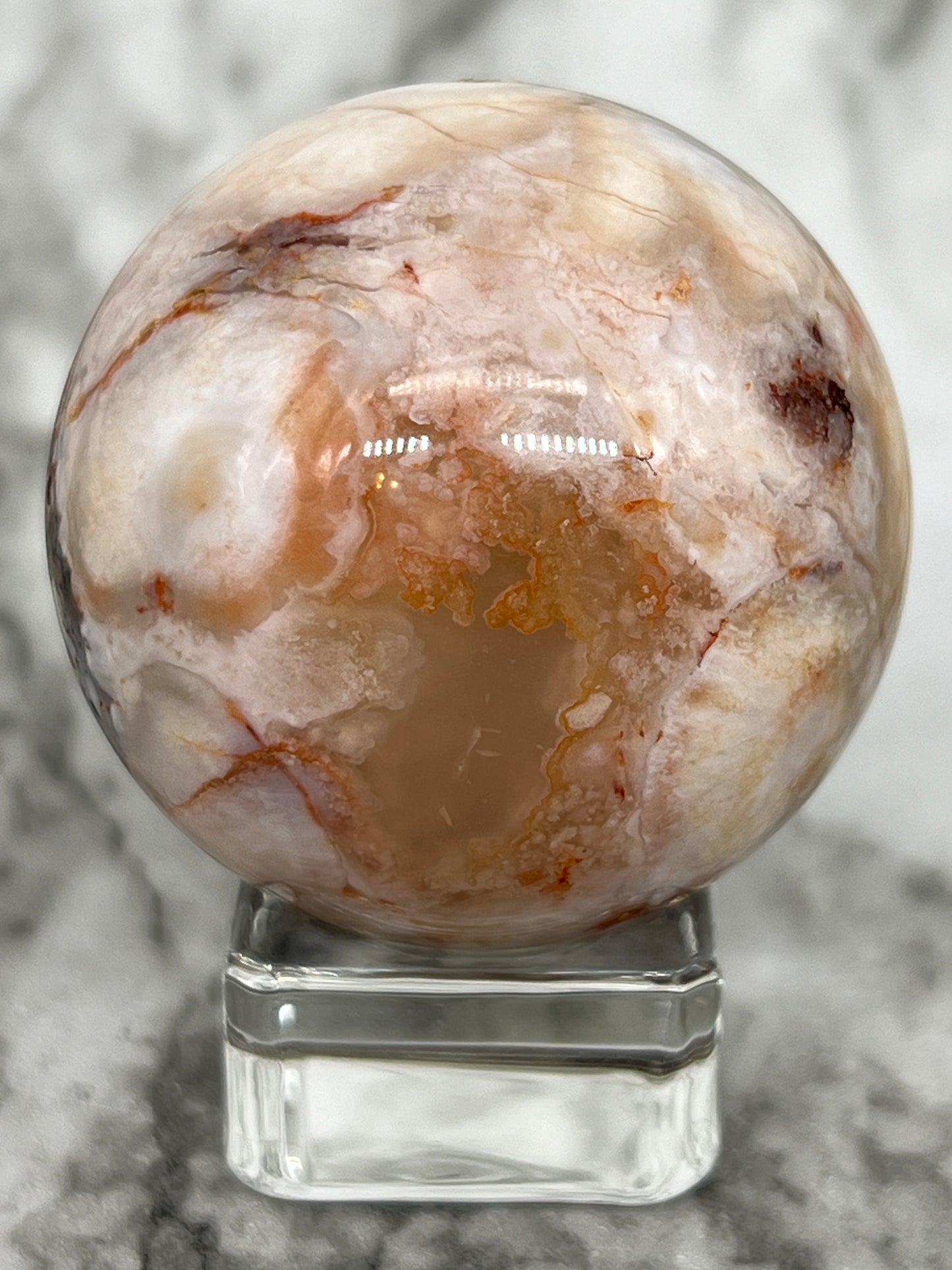 Pink Flower Agate Sphere