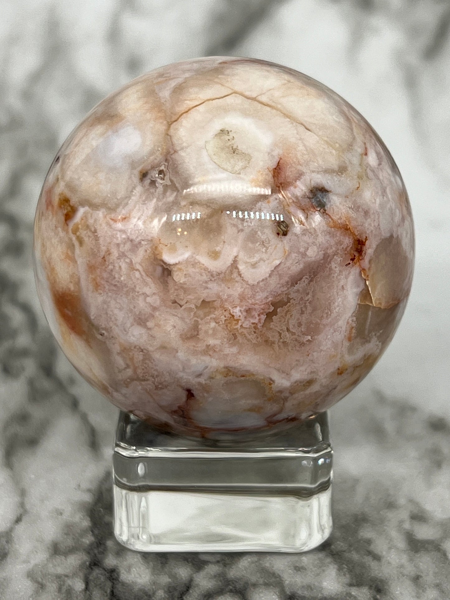 Pink Flower Agate Sphere