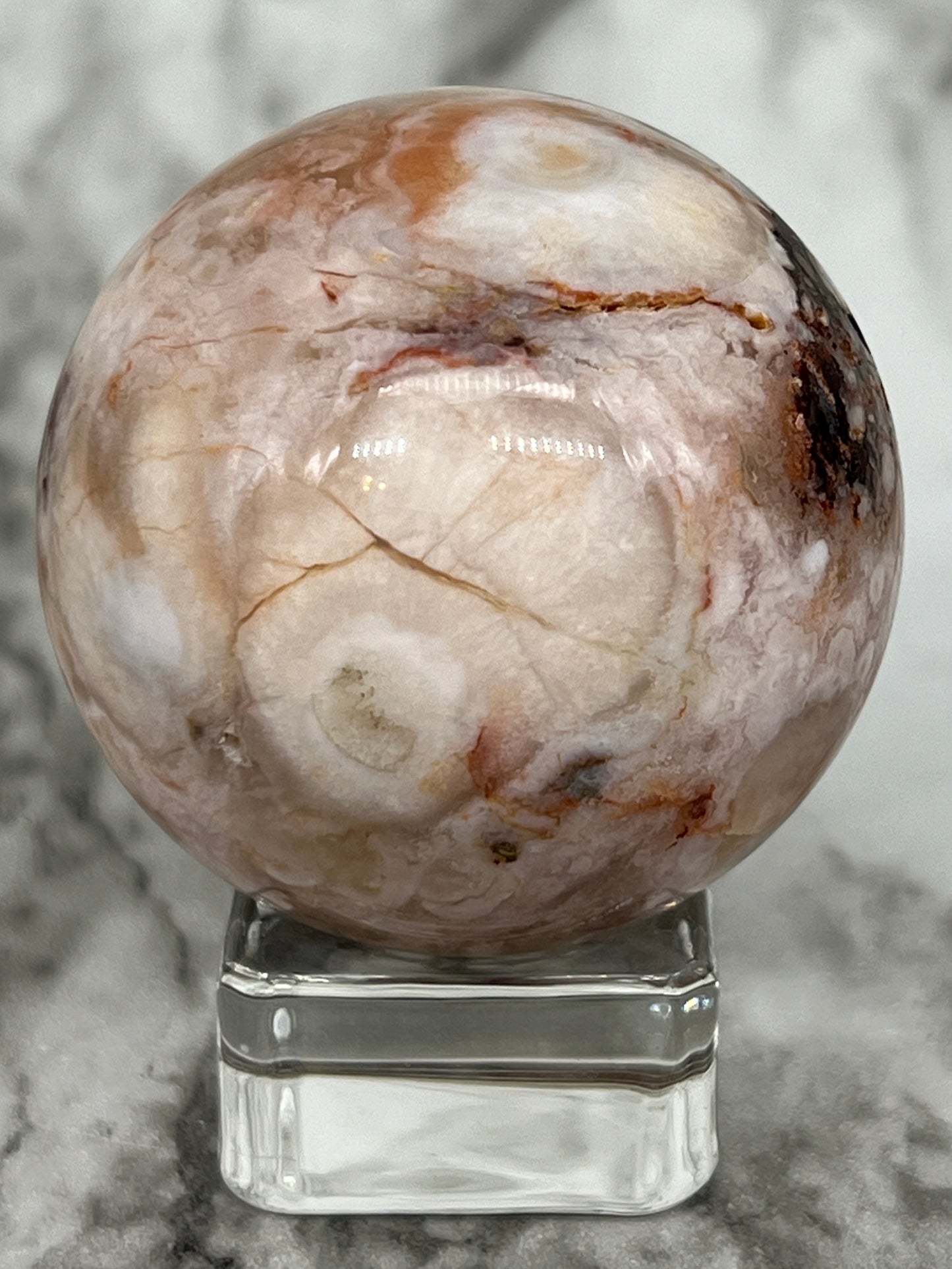 Pink Flower Agate Sphere