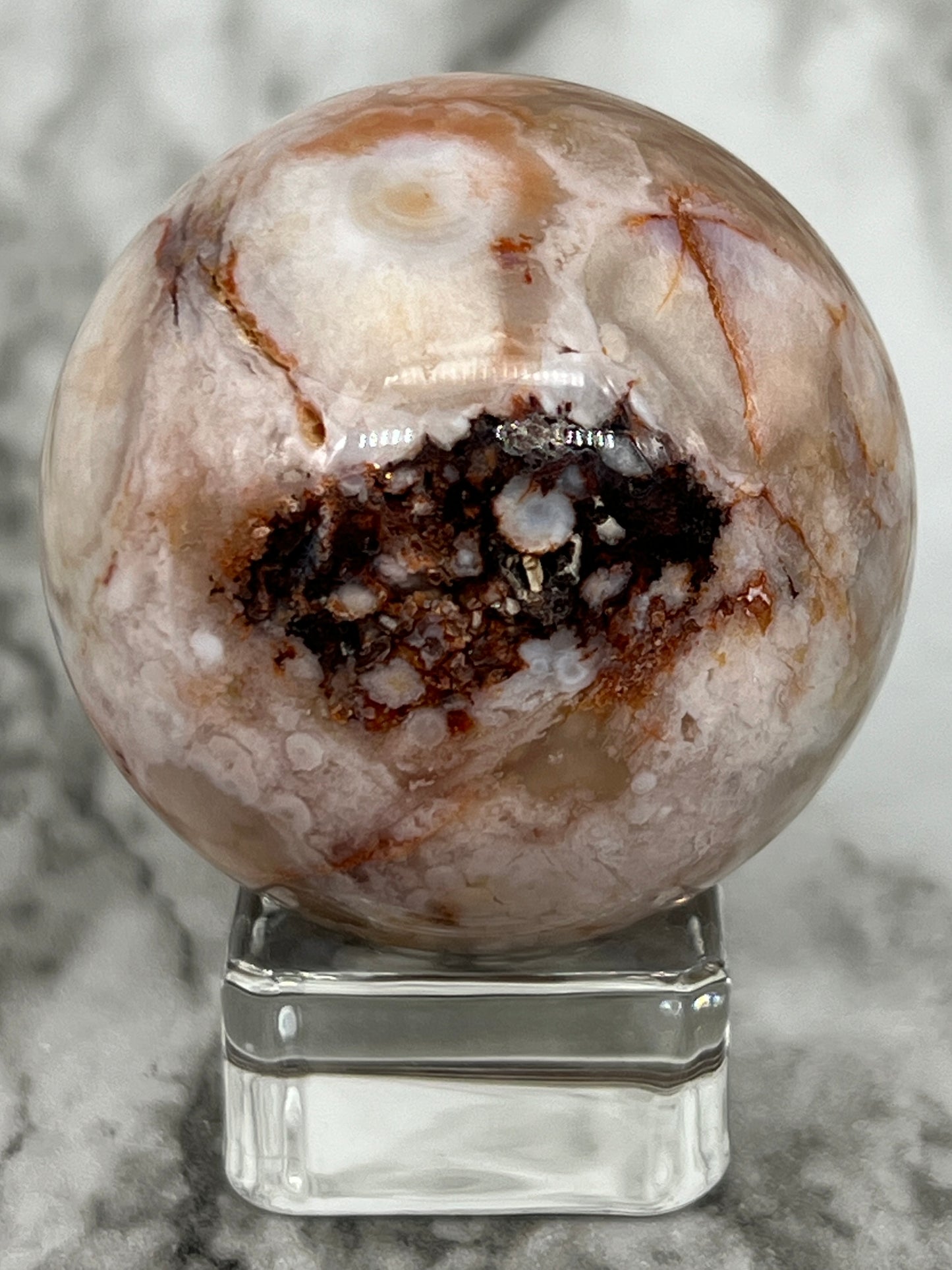 Pink Flower Agate Sphere