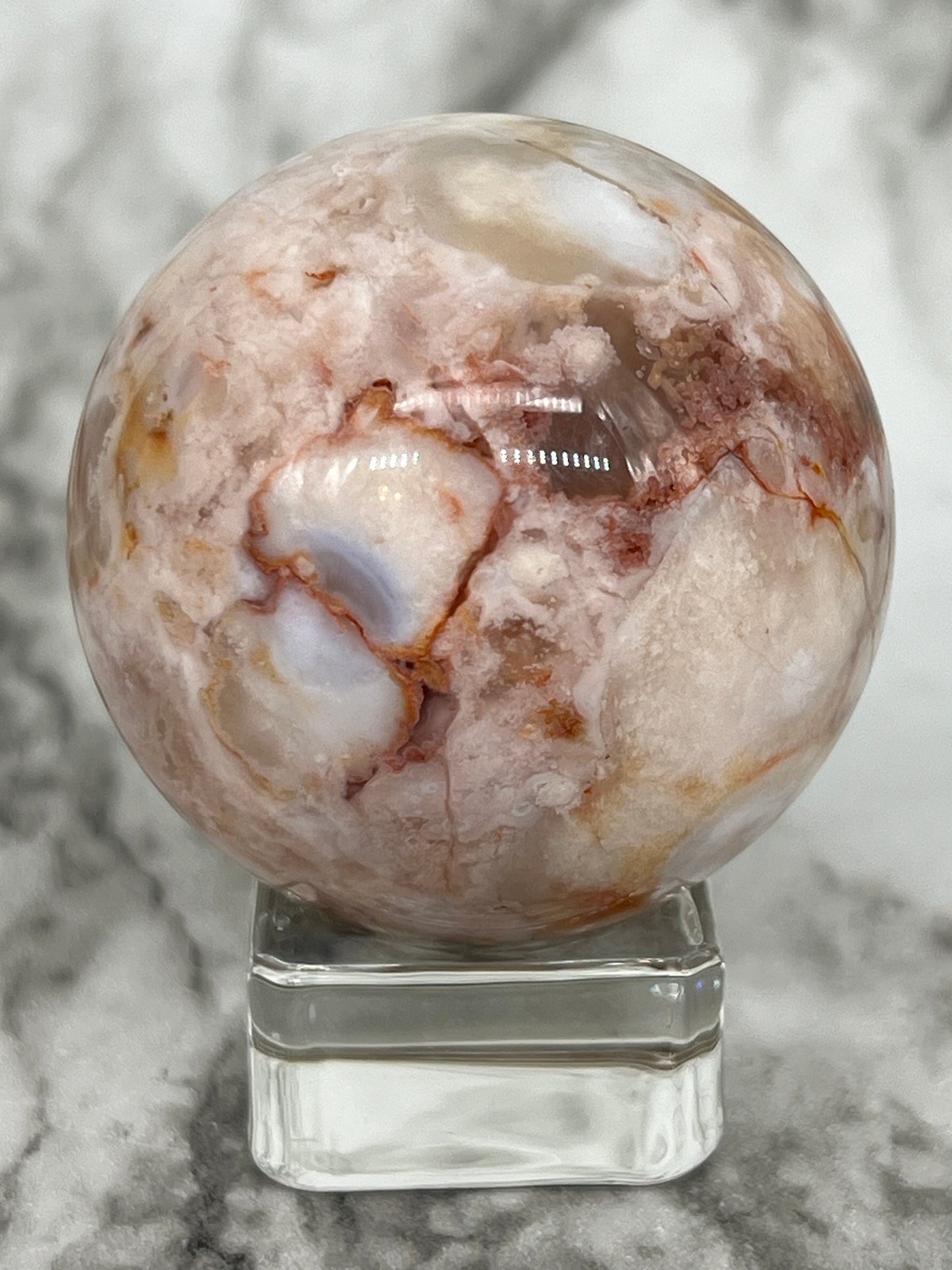 Pink Flower Agate Sphere